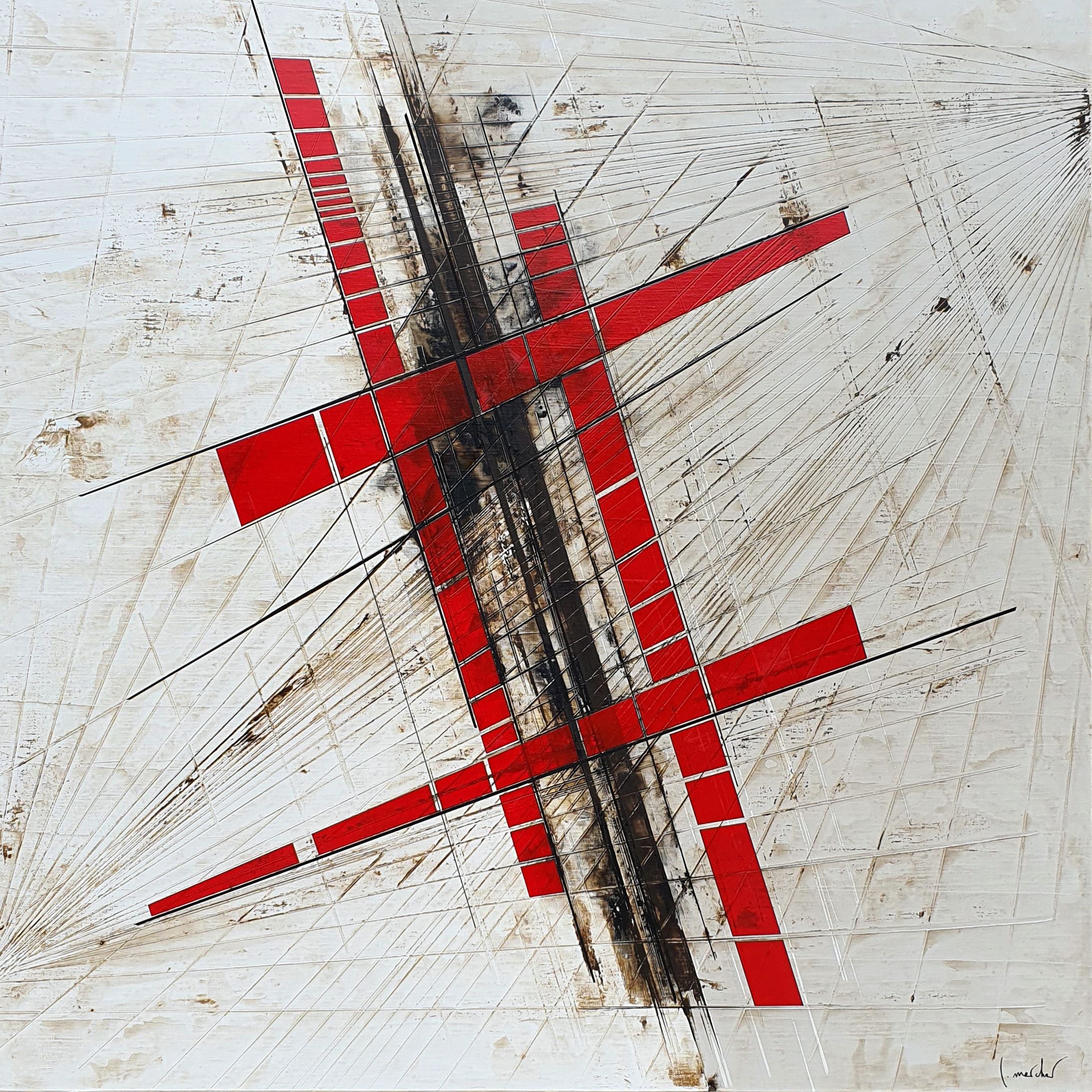 Peinture abstraite format xxl EXPLORER – LUDOVIC MERCHER – 100 × 100 cm