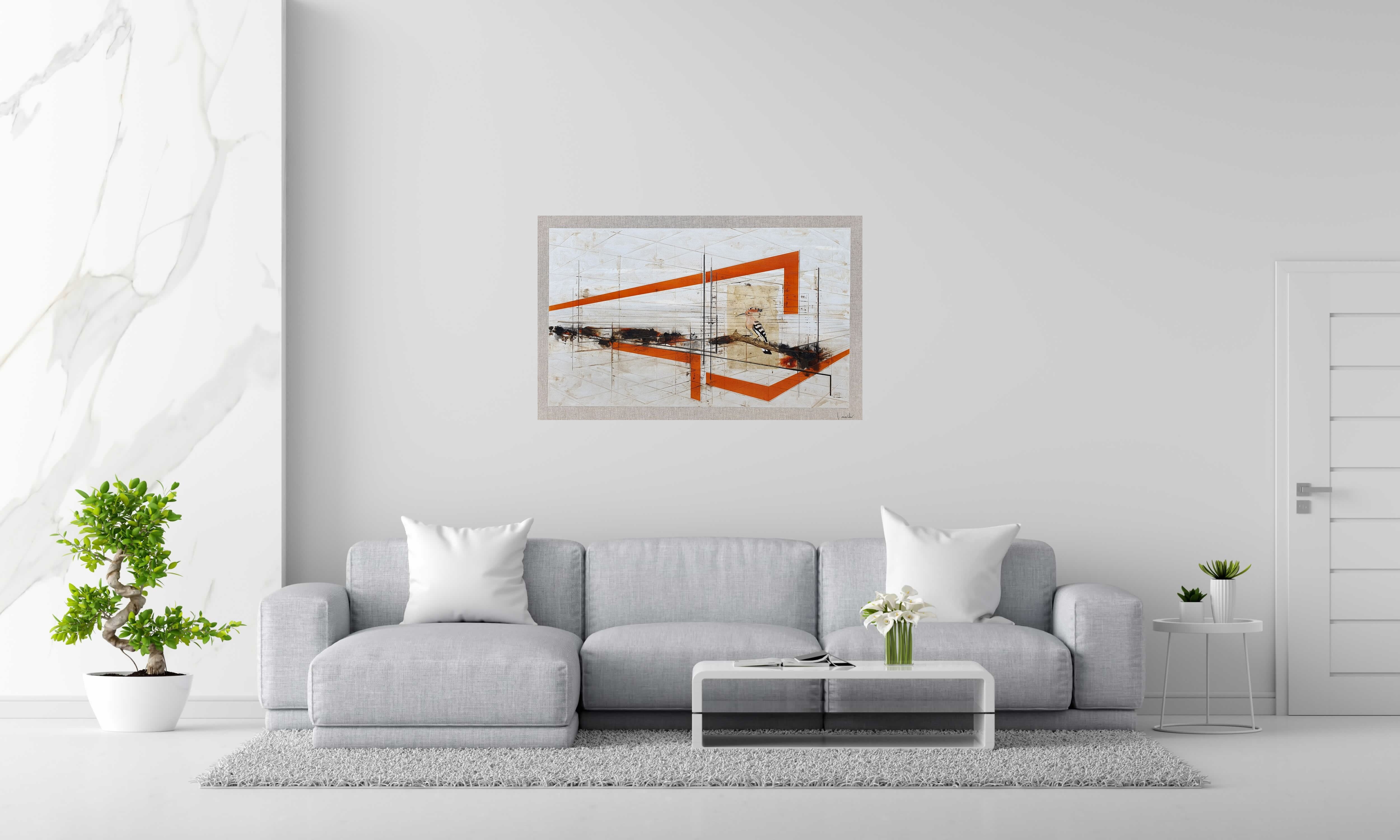 Peinture NO MAN'S LAND de LUDOVIC MERCHER dans un intérieur – 116 × 73 cm