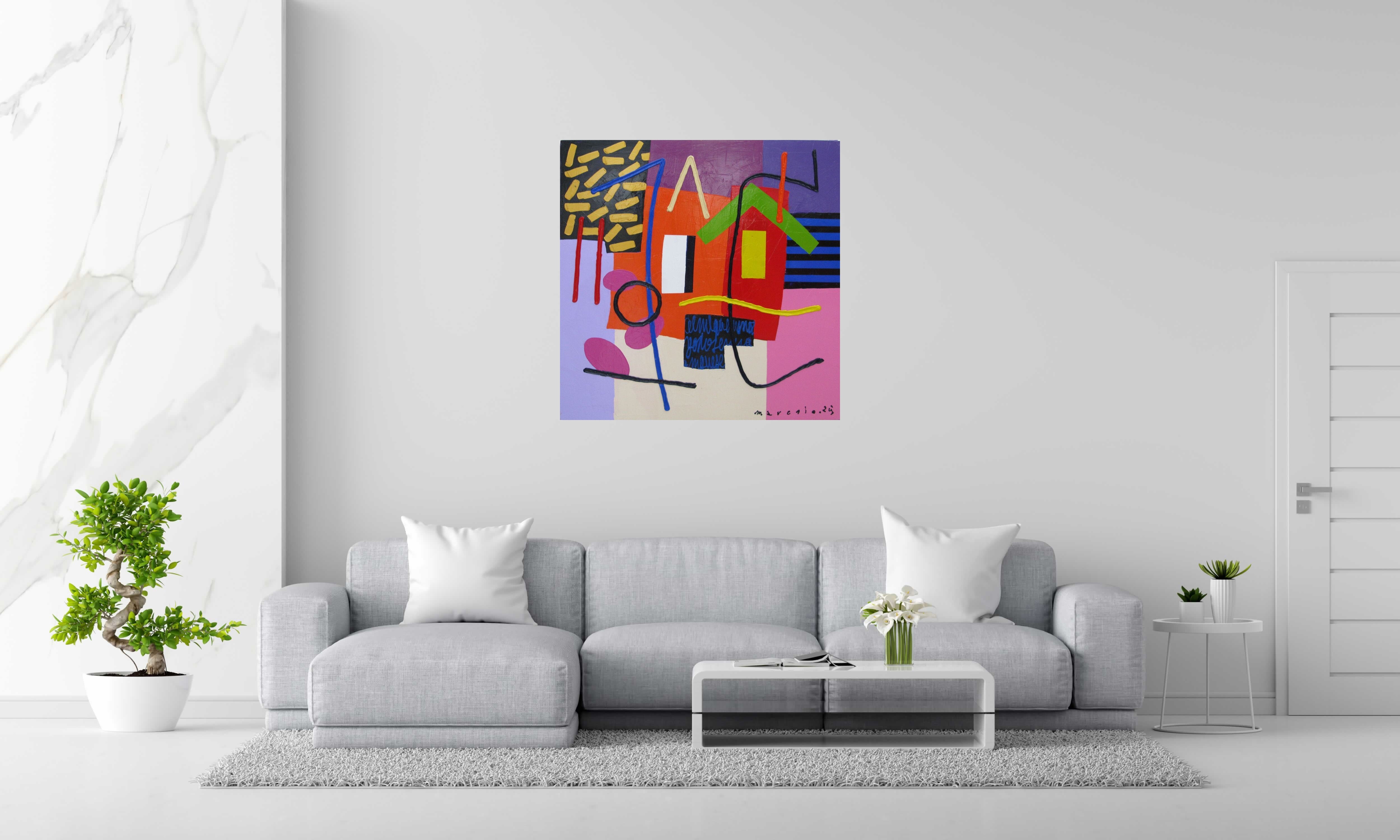 Peinture Las verdades verdadas de MARCELLO CID SAINT JEAN dans un intérieur – 100 × 100 cm