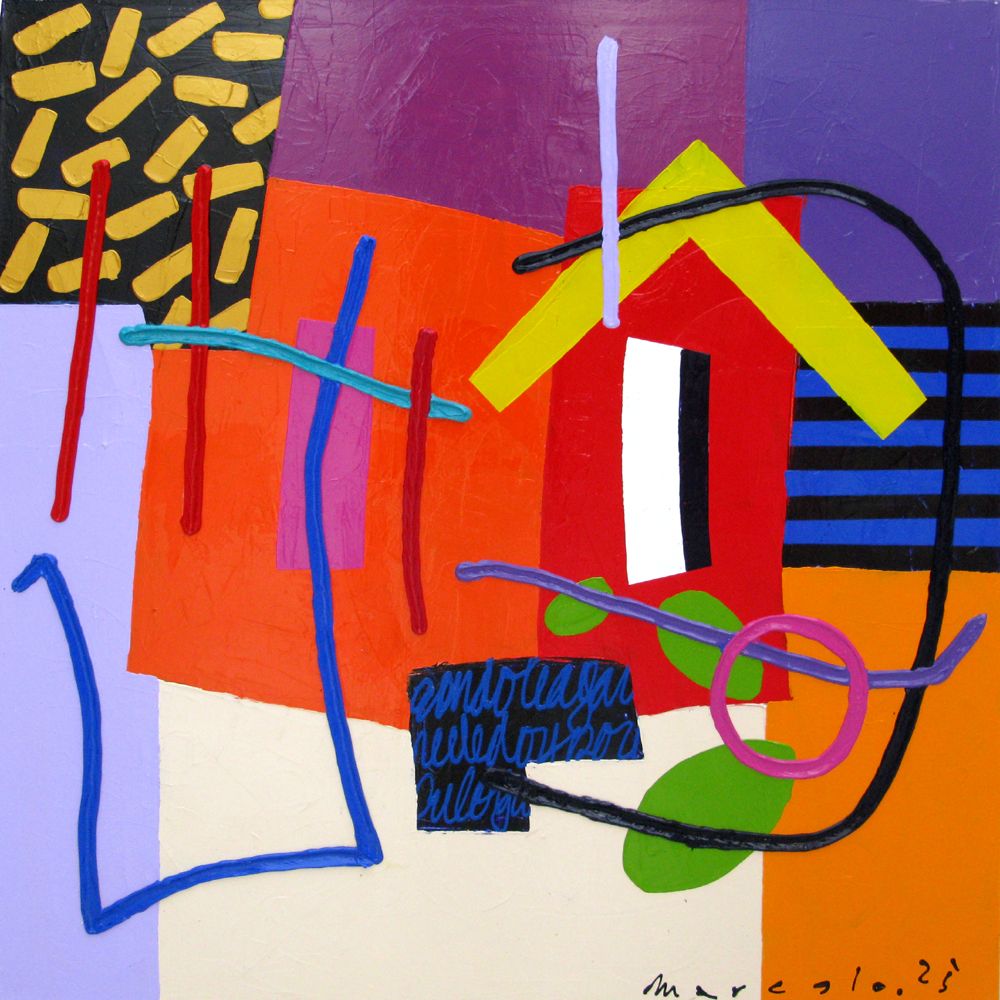 Peinture abstraite format xxl Le monde imaginaire – MARCELLO CID SAINT JEAN – 100 × 100 cm