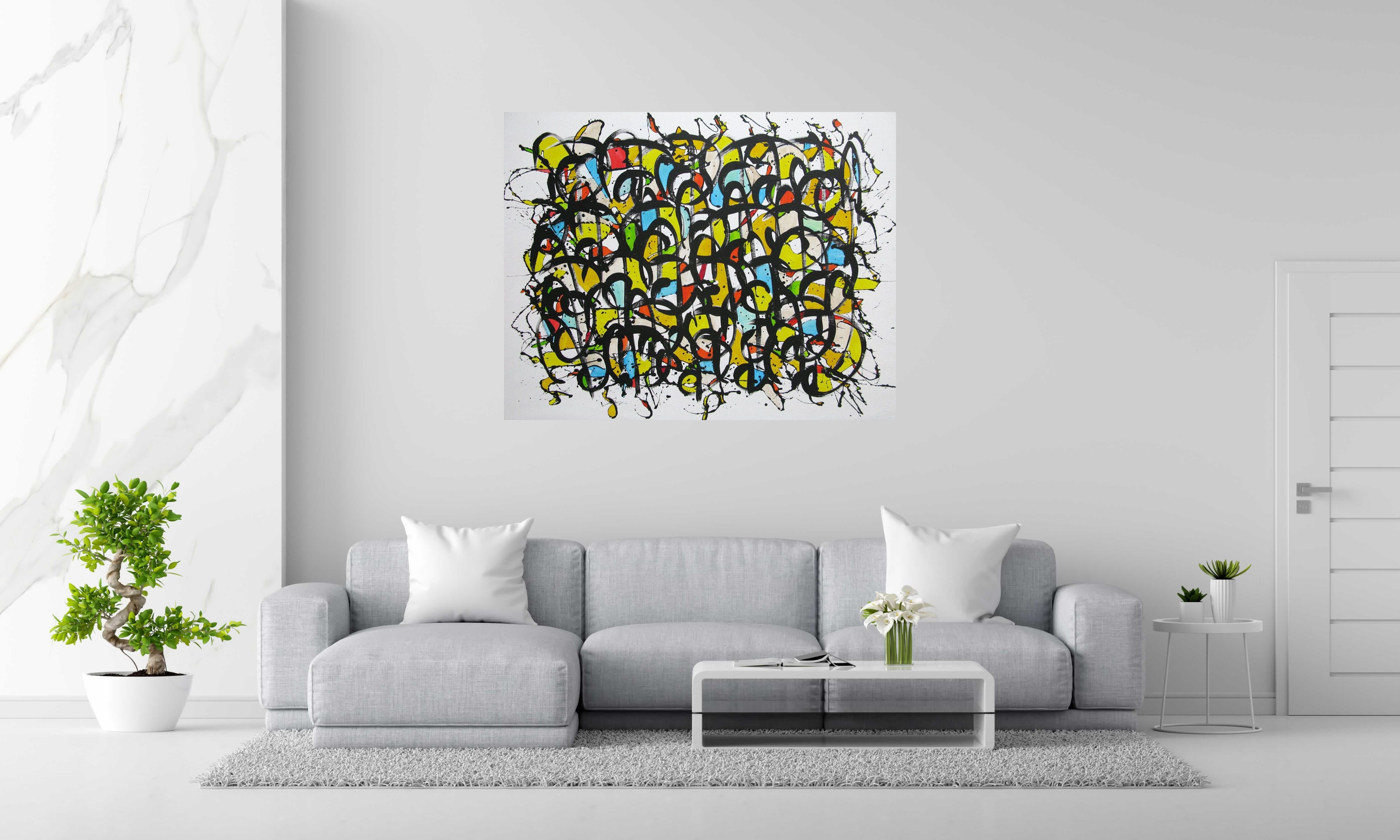 Peinture NONAME D56 de STEPHANE RIME dans un intérieur – 140 × 110 cm