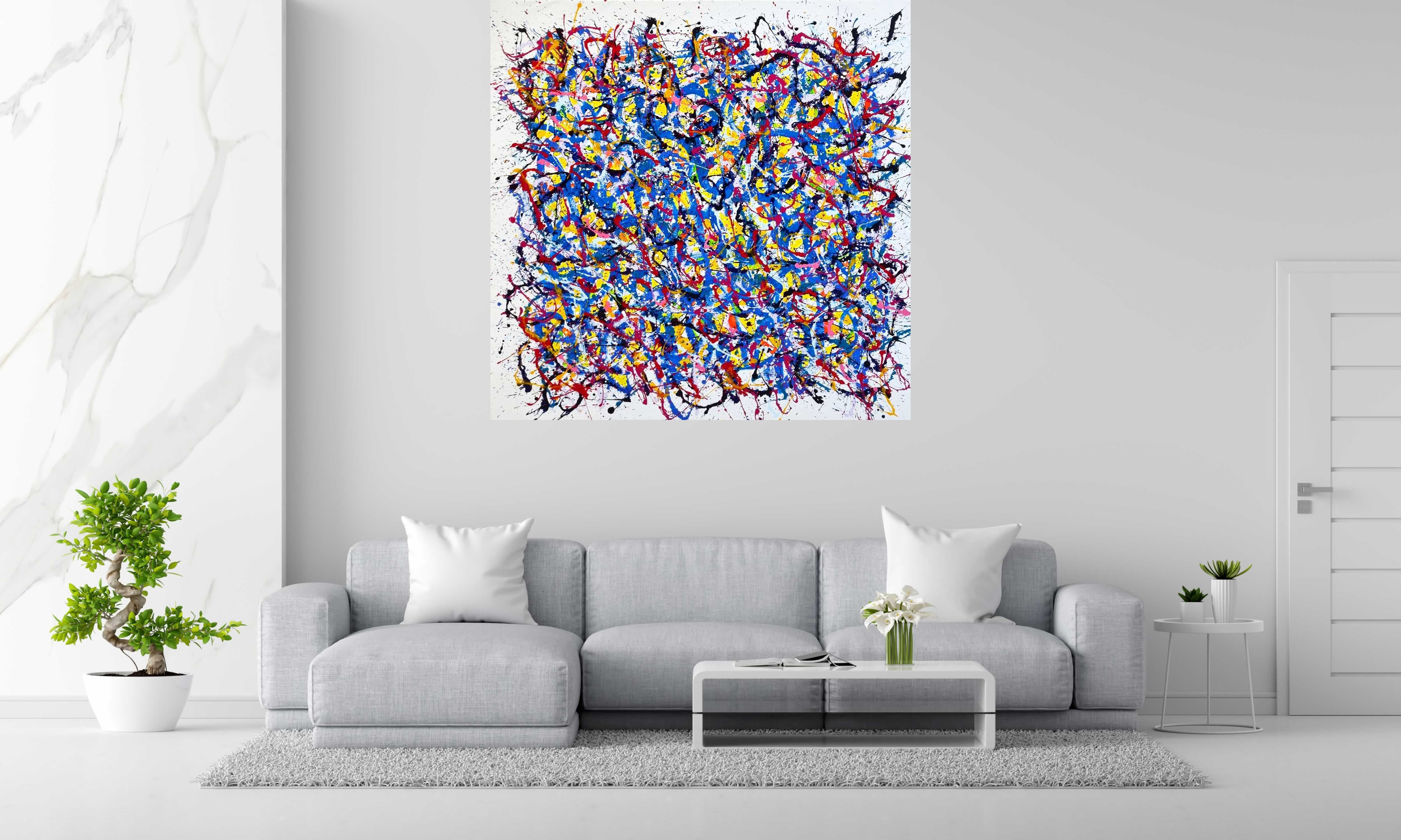 Peinture NONAME D62 de STEPHANE RIME dans un intérieur – 150 × 150 cm