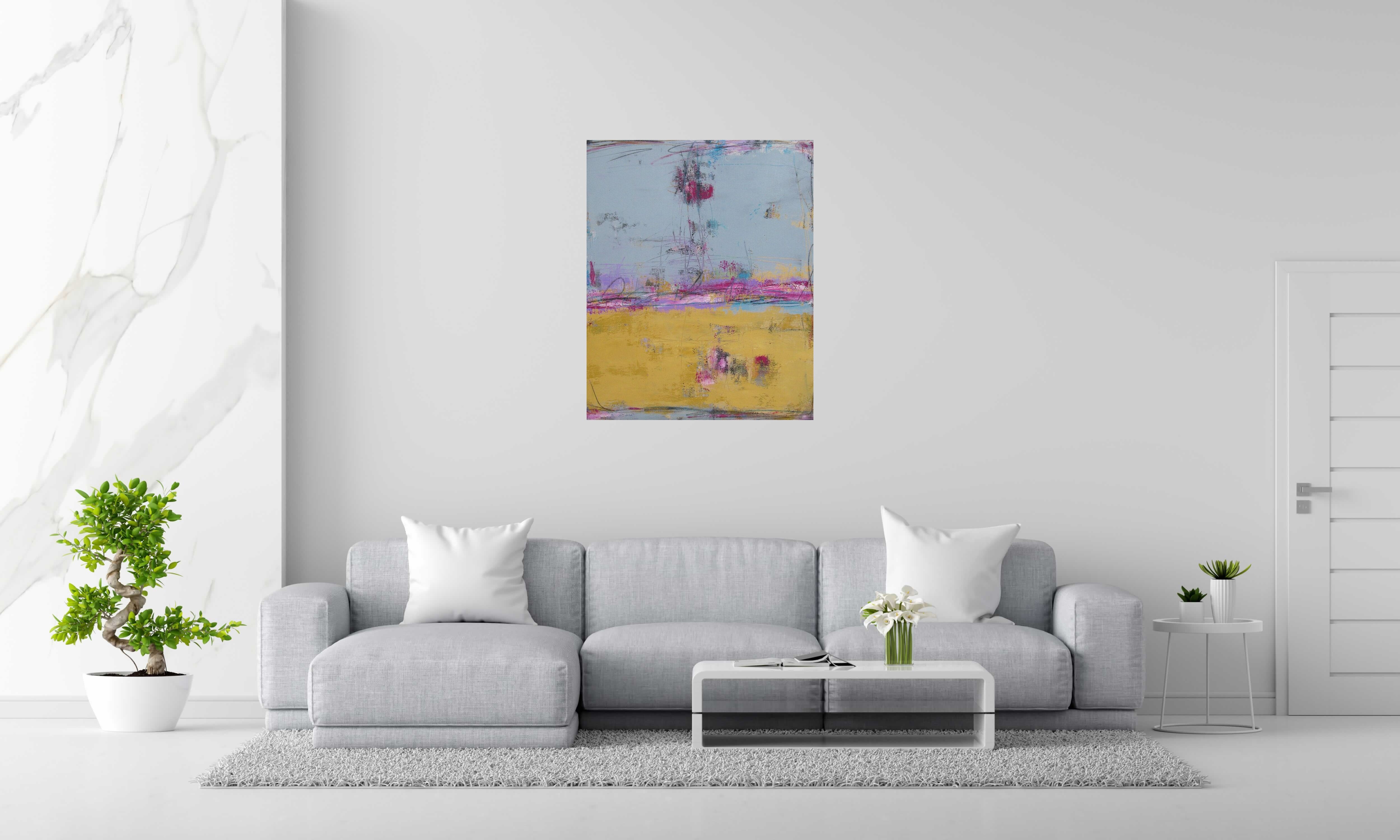 Peinture Nuances Sunrise de TANIA CARRARA dans un intérieur – 81 × 100 cm