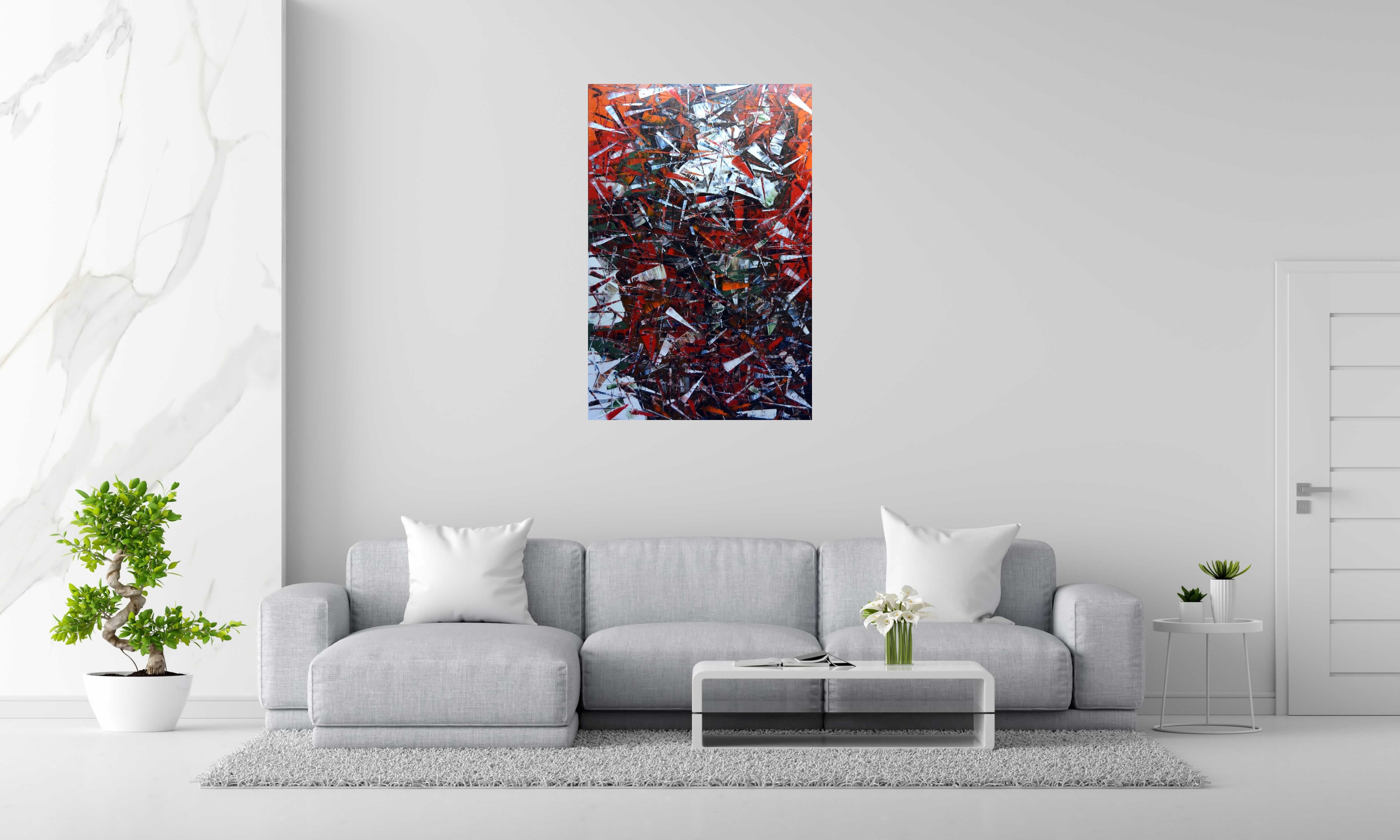 Peinture PEINTURE 12-2020-119 de ALAIN BECANNE dans un intérieur – 120 × 80 cm