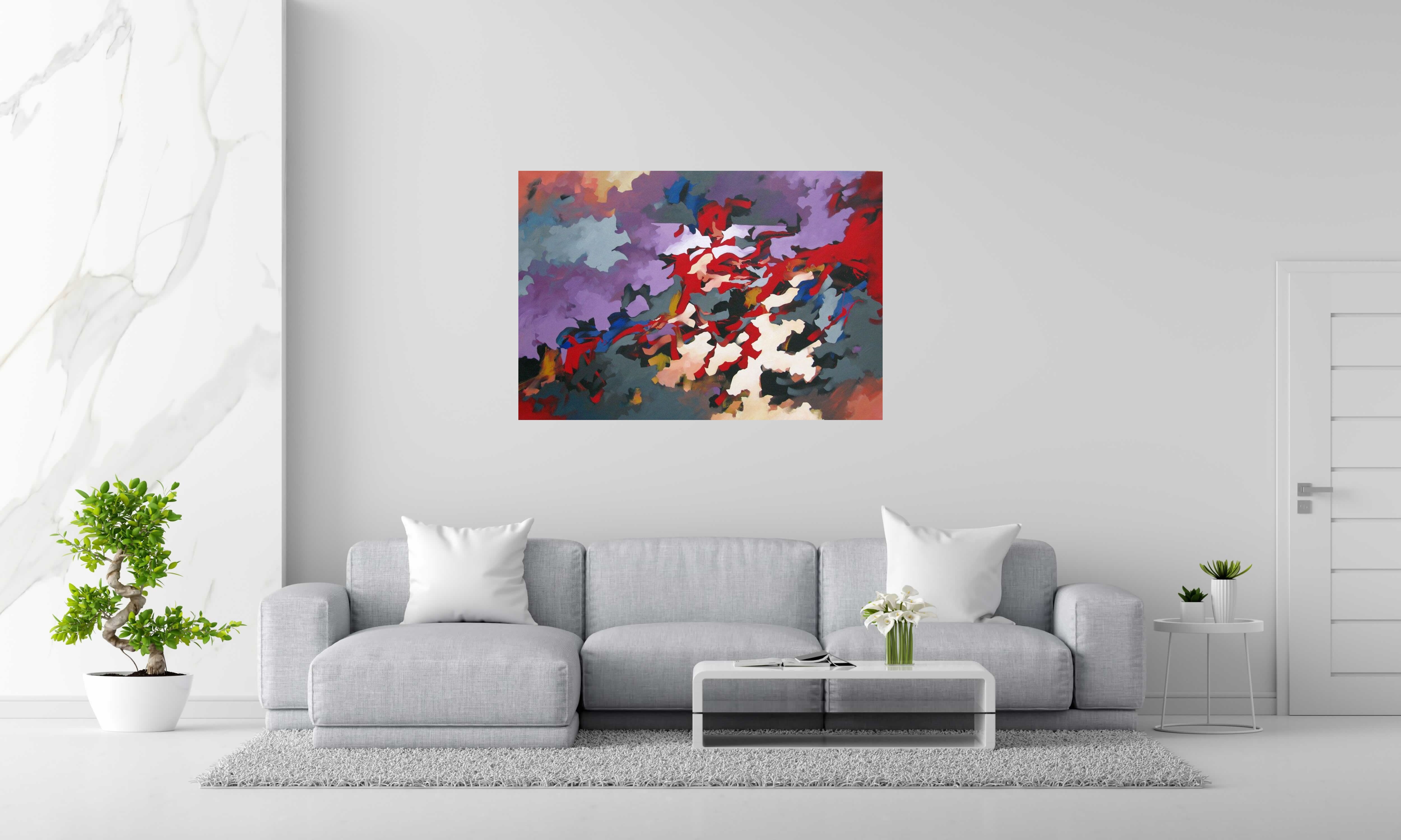 Peinture OT AKOSH de BRUNEAU dans un intérieur – 89 × 130 cm