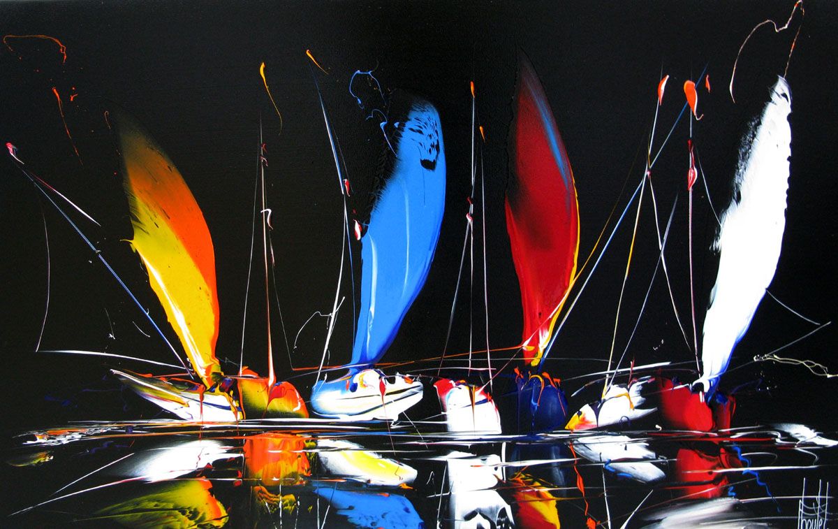 Peinture abstraite grand format MARINE ABSTRAITE 2023-06 – F. BOUTET – 100 × 65 cm