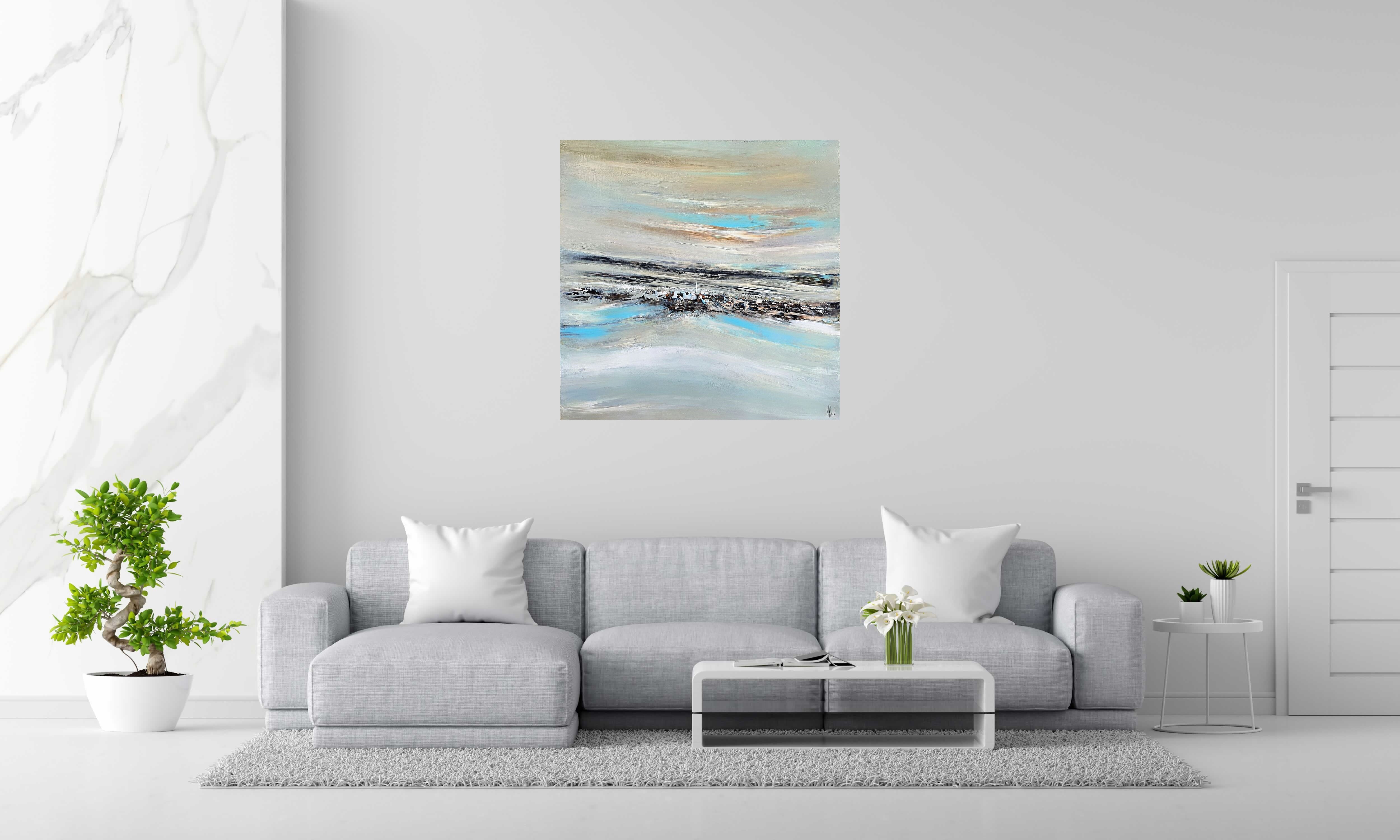 Peinture EXIL de RUELLE NICOLAS dans un intérieur – 100 × 100 cm