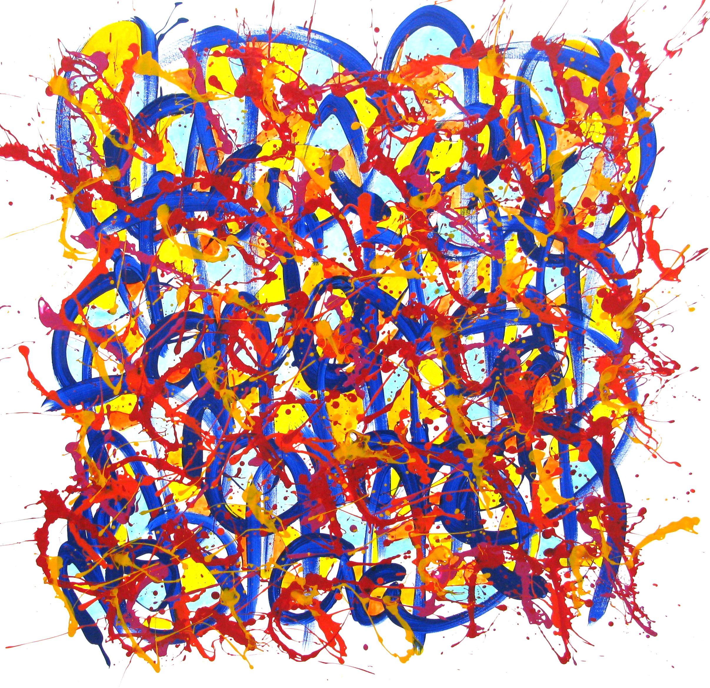 Peinture abstraite grand format NO NAME E4 – STEPHANE RIME – 100 × 100 cm