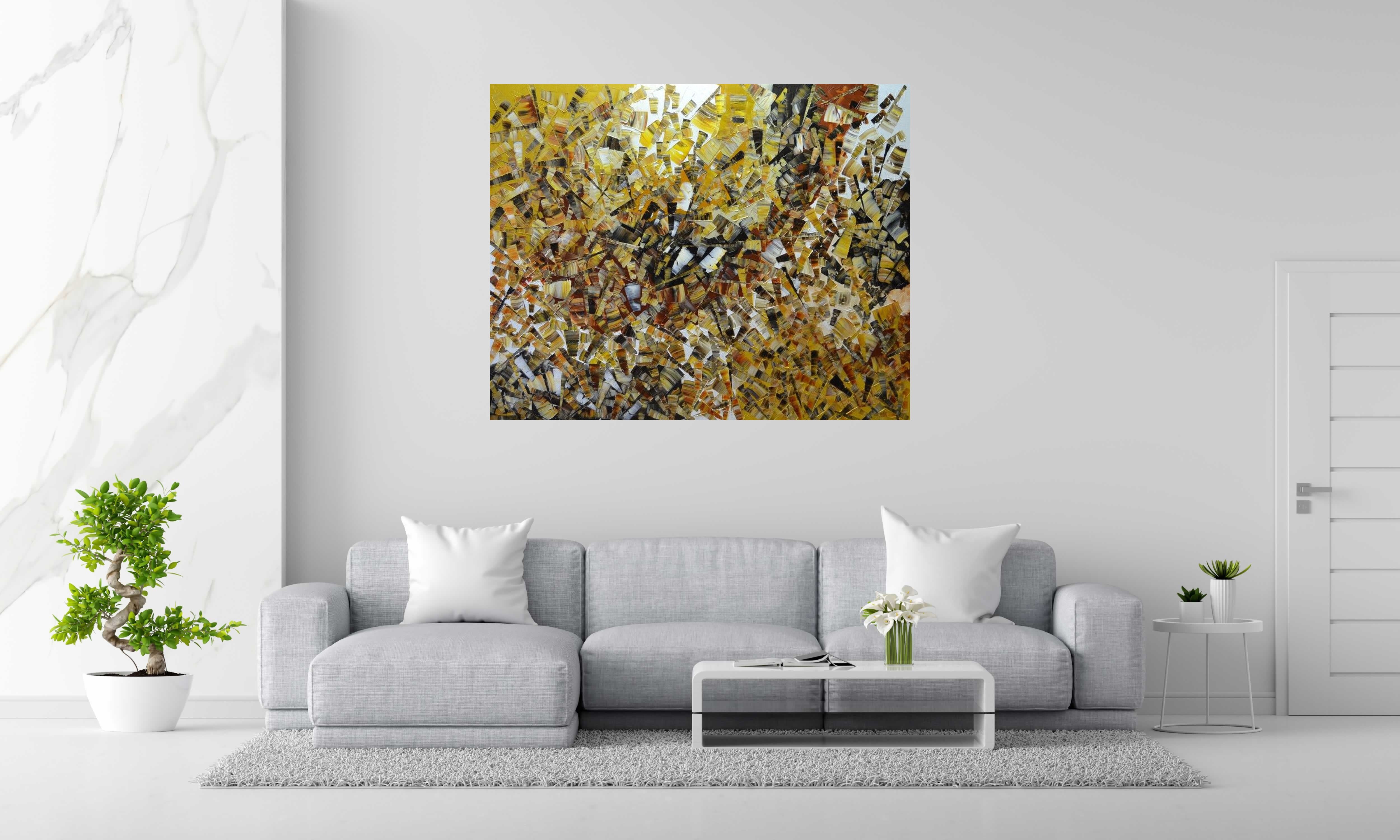 Peinture Peinture abstraite 11-2024-49 de ALAIN BECANNE dans un intérieur – 150 × 120 cm
