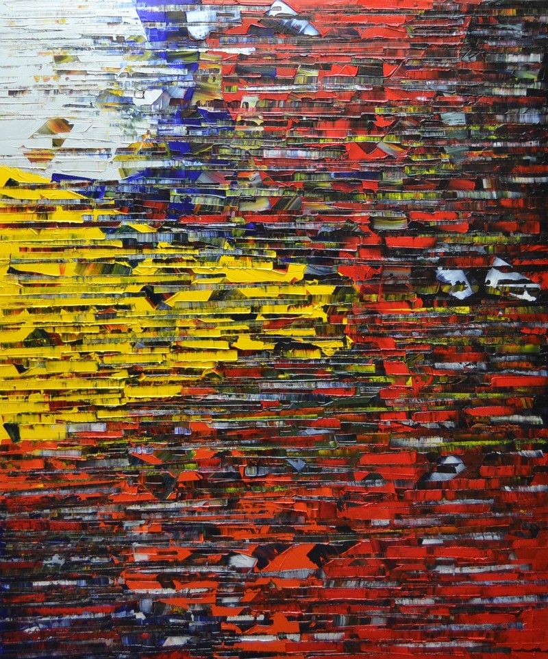 Peinture abstraite grande taille Peinture abstraite 12-2024-48 – ALAIN BECANNE – 100 × 120 cm