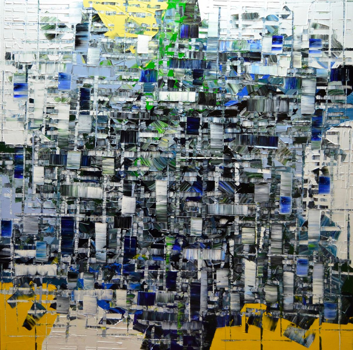 Peinture abstraite grande taille bleu PEINTURE 12-2023-71 – ALAIN BECANNE – 120 × 120 cm