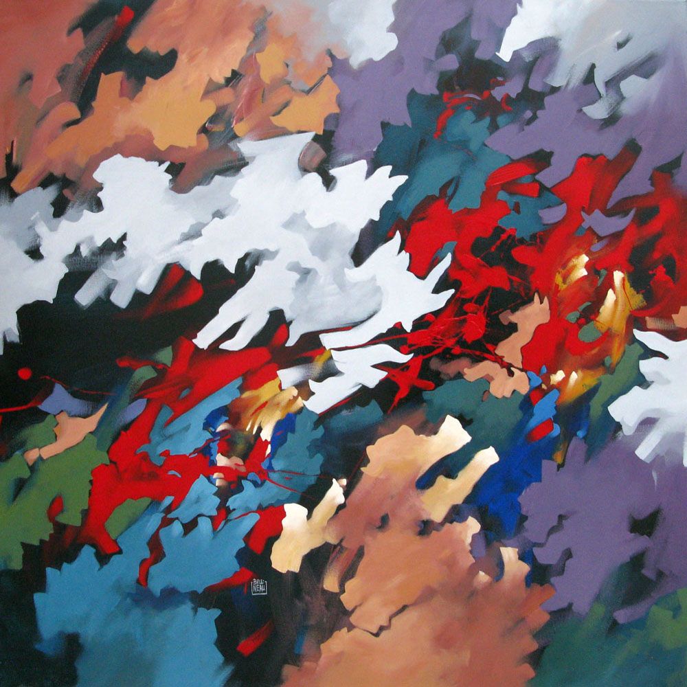 Peinture abstraite grande taille PEINTURE ABSTRAITE 81 – BRUNEAU – 100 × 100 cm