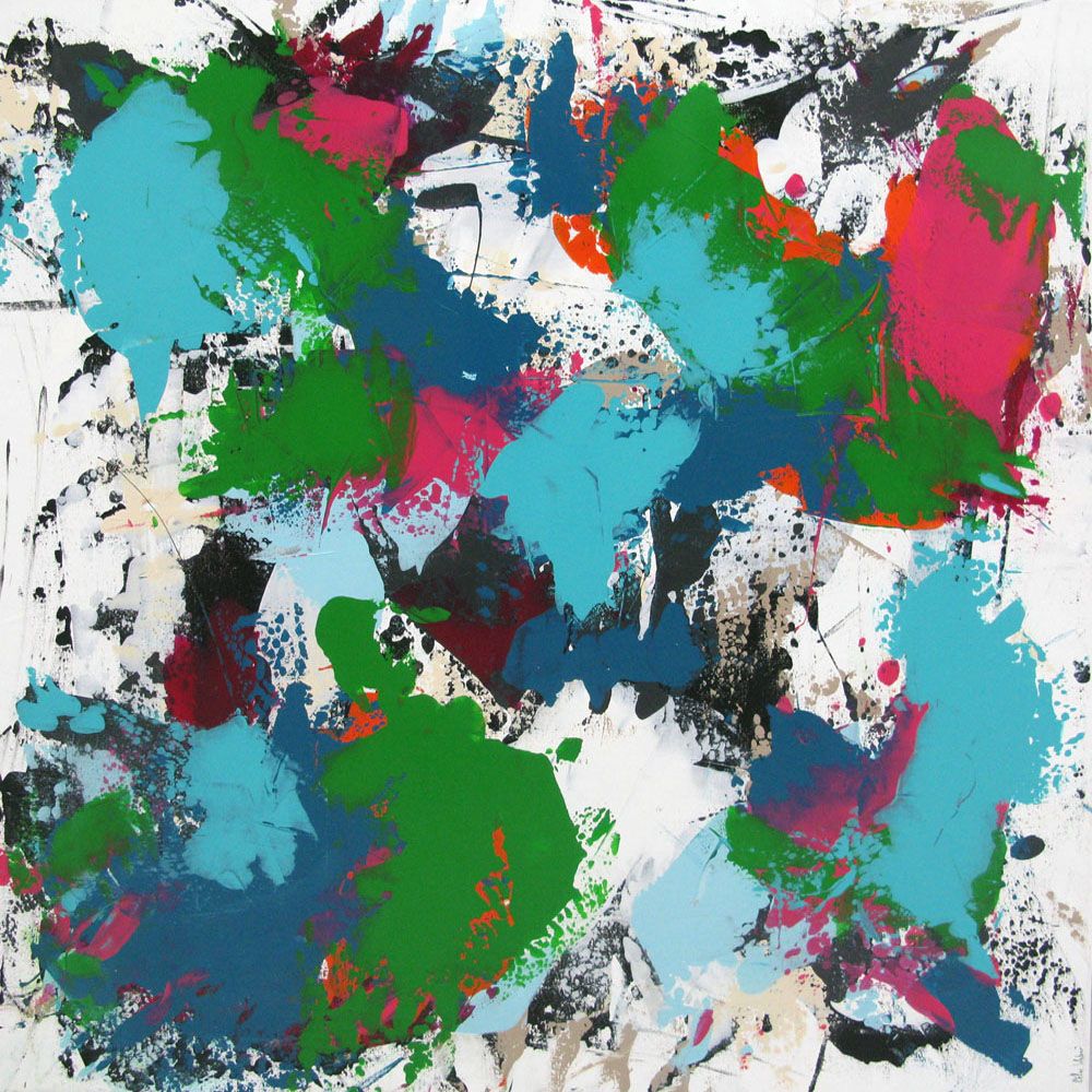 Peinture abstraite grande taille SPARKLING – CELINE WEBER – 120 × 120 cm