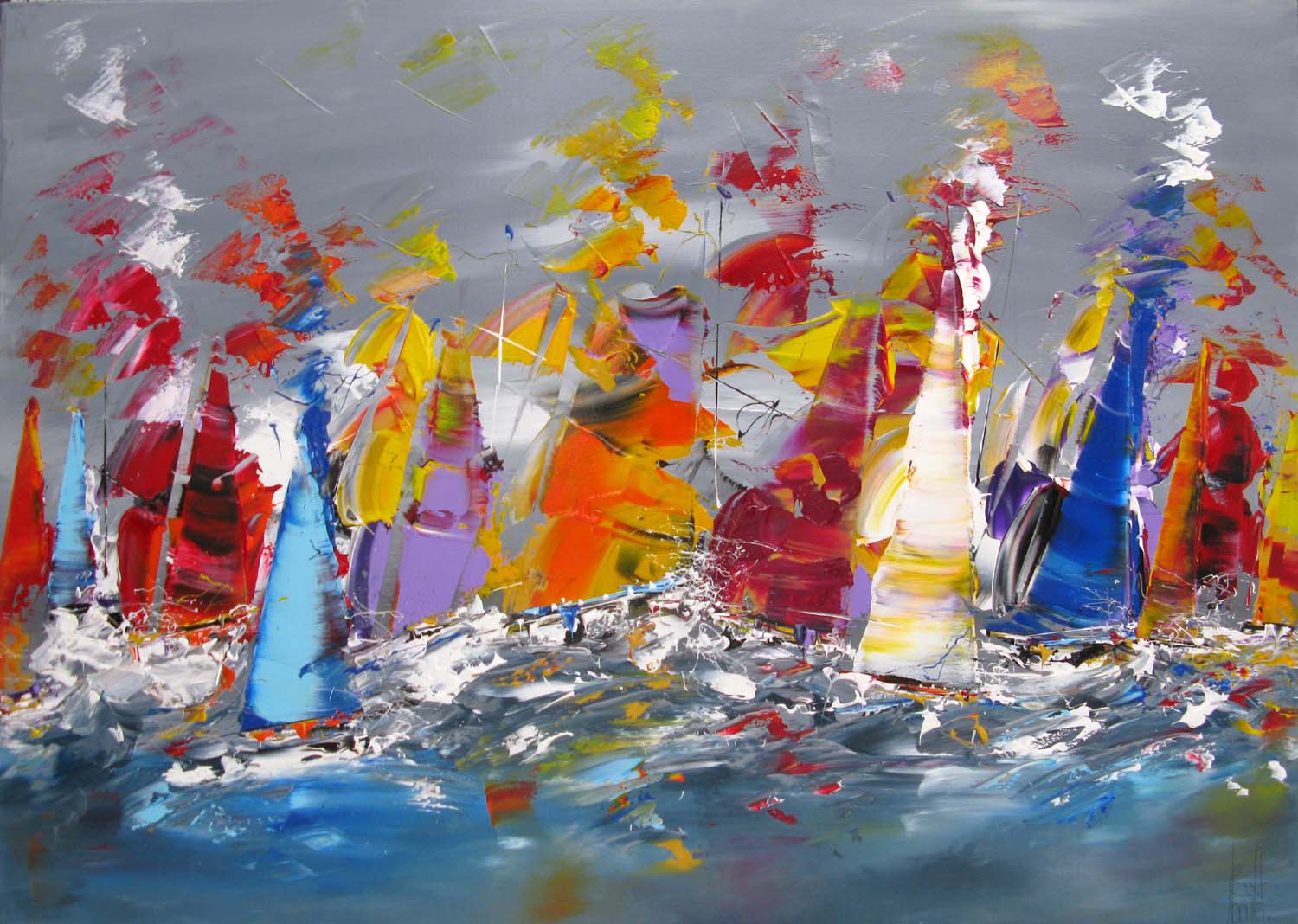 Peinture abstraite grande taille MARINE ABSTRAITE 2024-57 – F. BOUTET – 140 × 100 cm