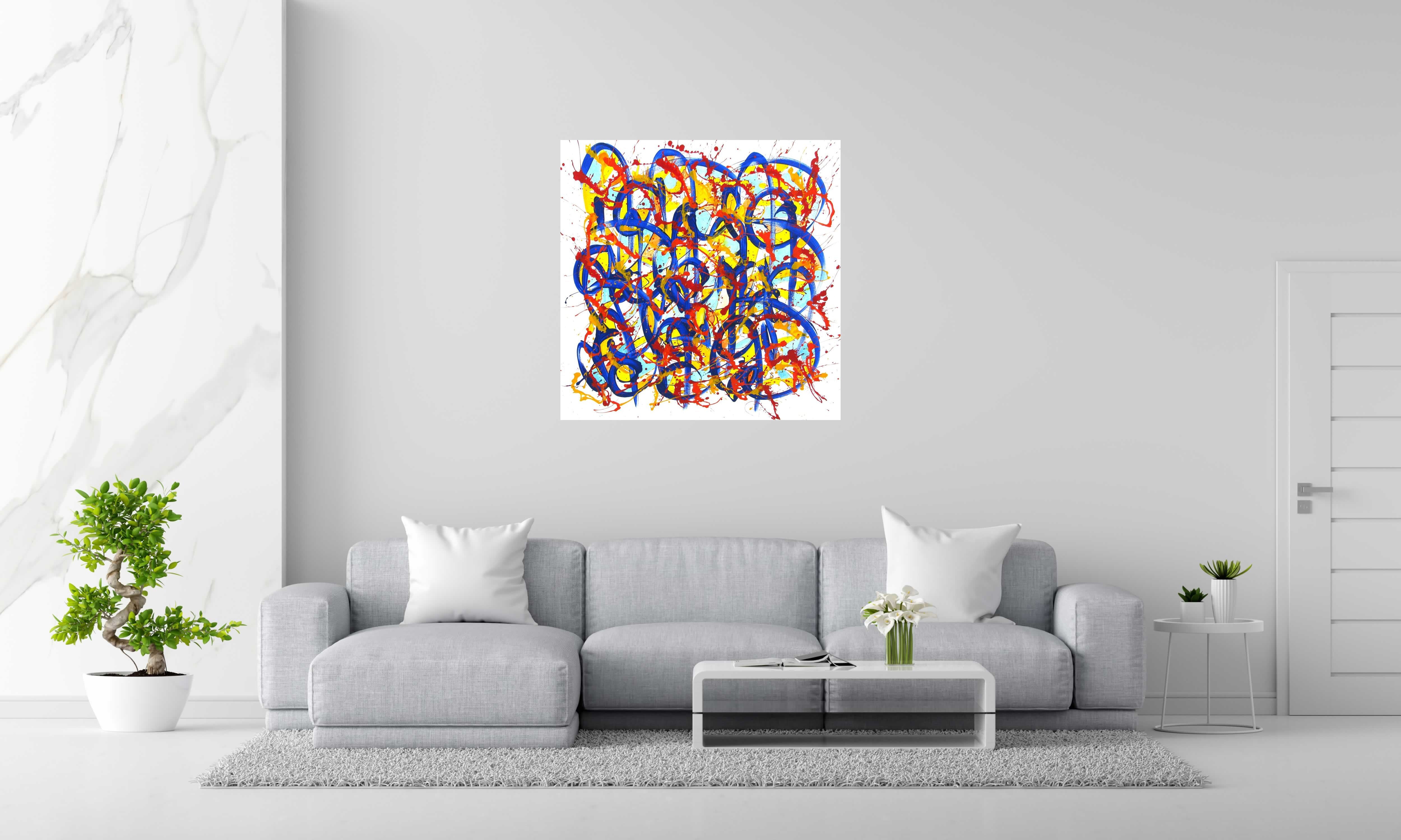 Peinture NO NAME E6 de STEPHANE RIME dans un intérieur – 100 × 100 cm
