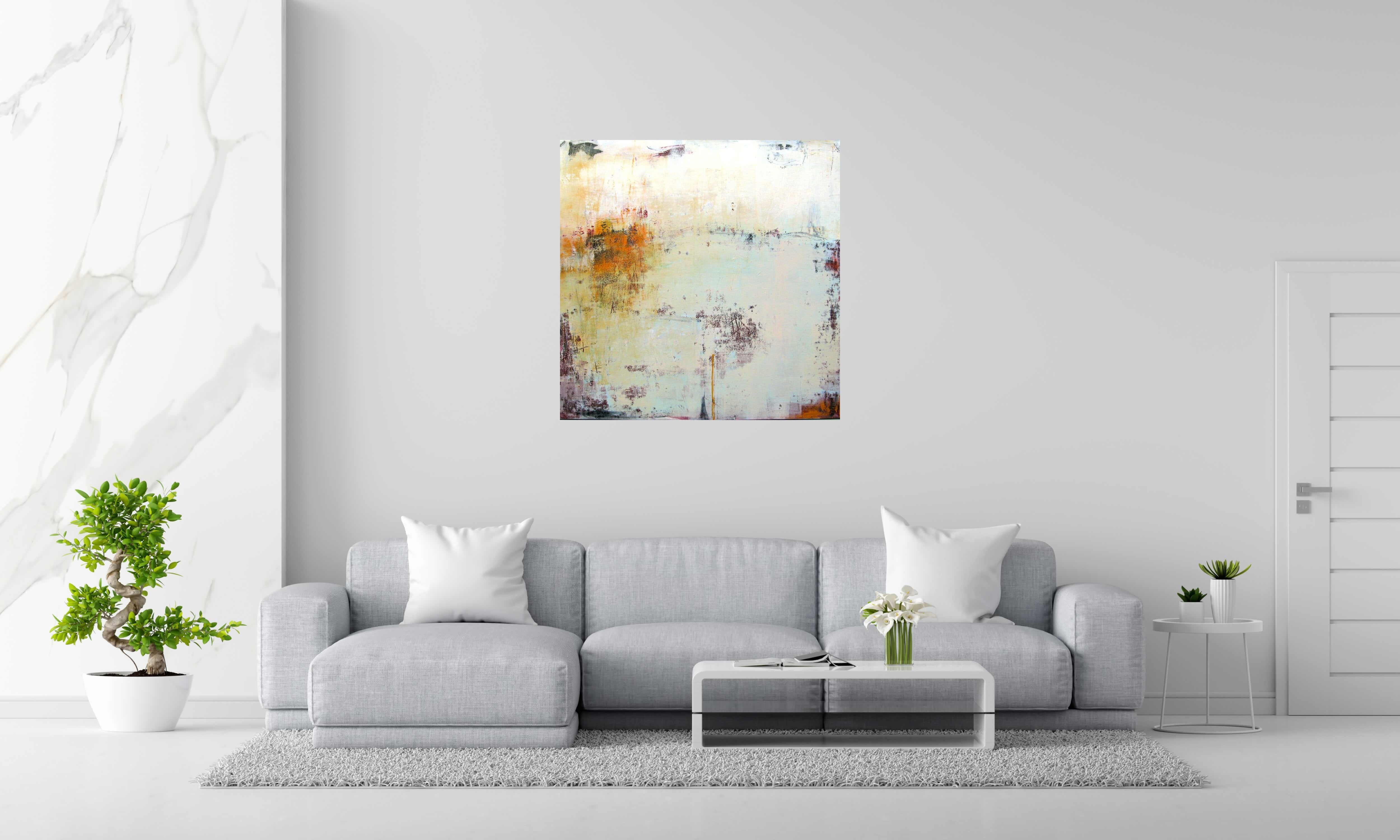 Peinture Nuances Gourmandes de TANIA CARRARA dans un intérieur – 100 × 100 cm