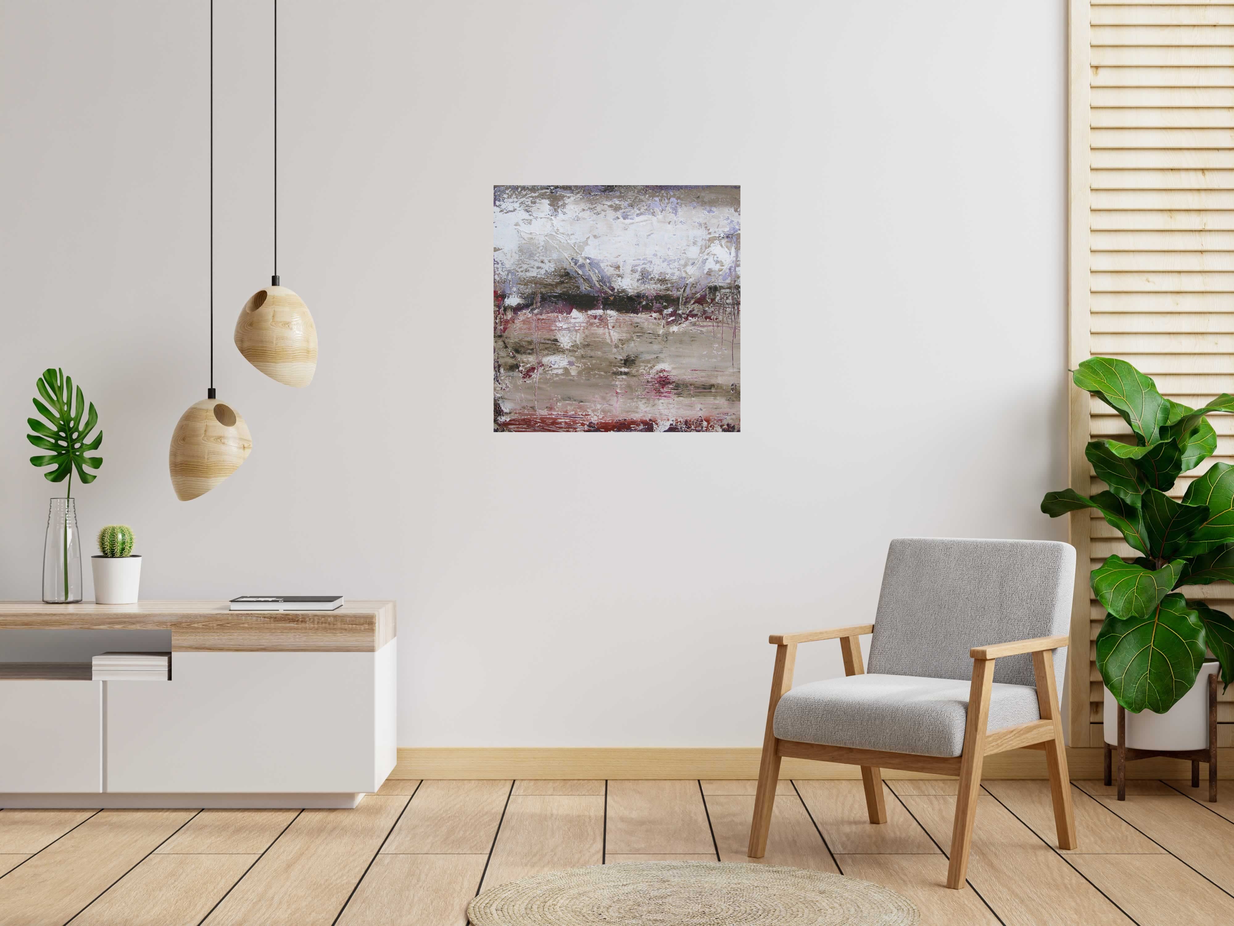Peinture NUANCES LAVANDE de TANIA CARRARA dans un intérieur – 80 × 80 cm