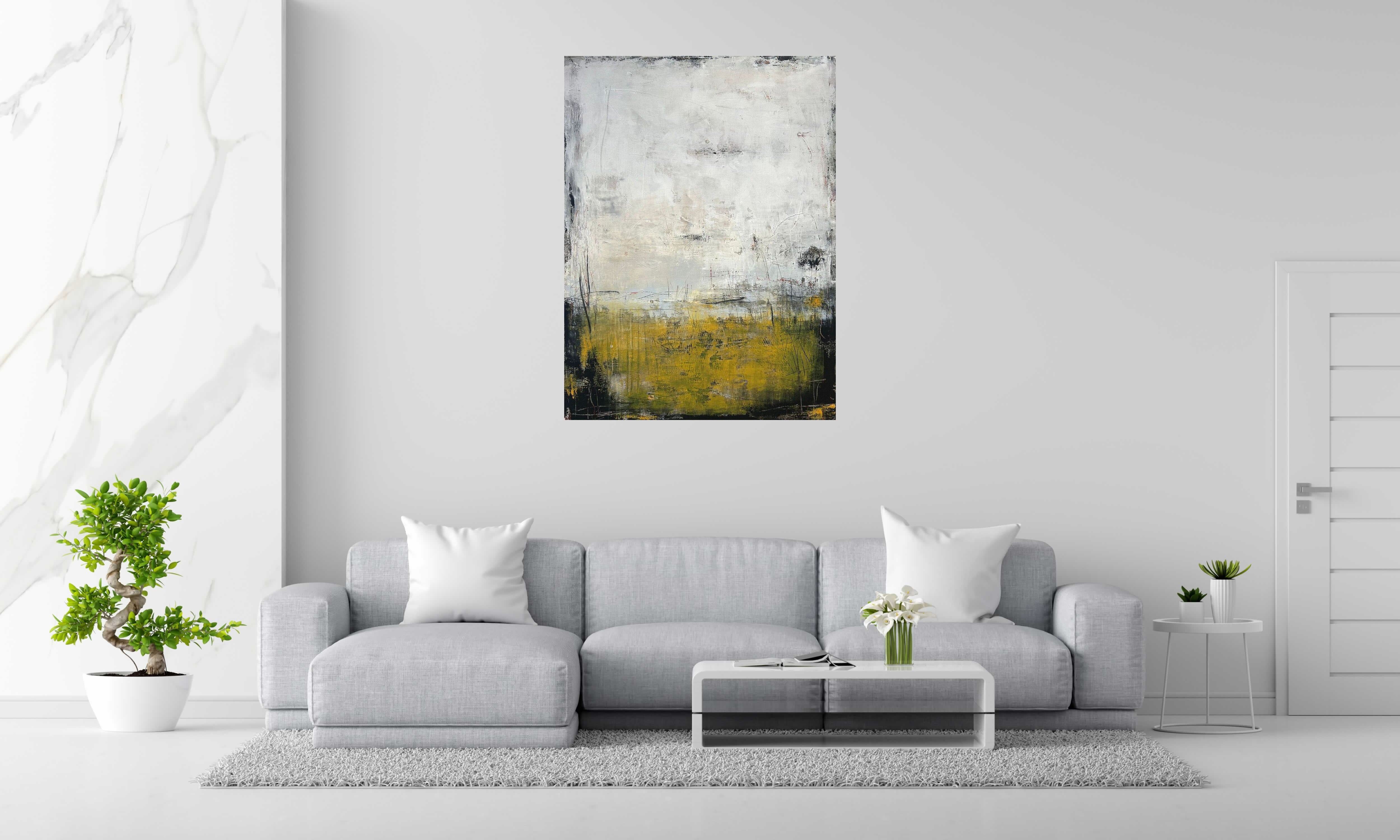 Peinture Nuances ocre de TANIA CARRARA dans un intérieur – 97 × 130 cm