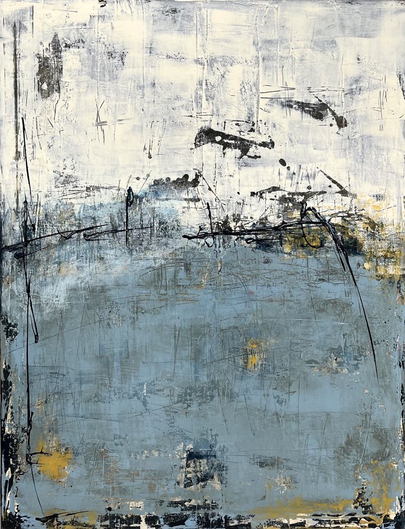 Peinture abstraite grande taille sans titre bleu – TANIA CARRARA – 116 × 89 cm