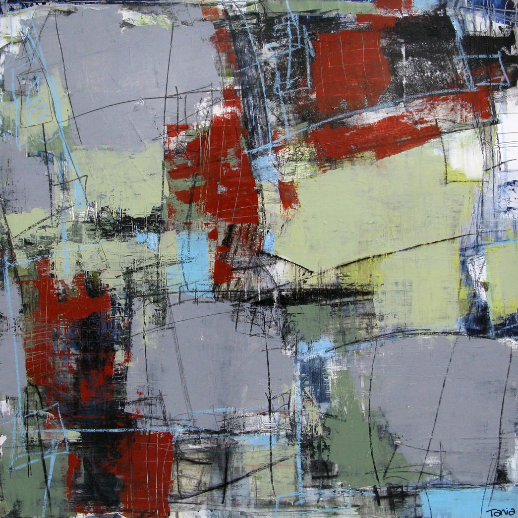Peinture abstraite grande taille SANS TITRE MULTICOULEURS – TANIA CARRARA – 80 × 80 cm