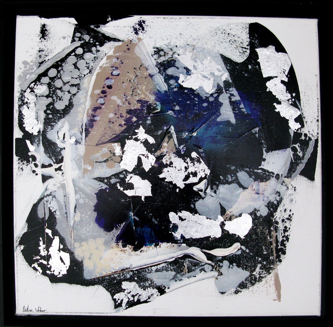 Peinture abstraite moyen format Fragments 10 - Midnight Blue – CELINE WEBER – 50 × 50 cm