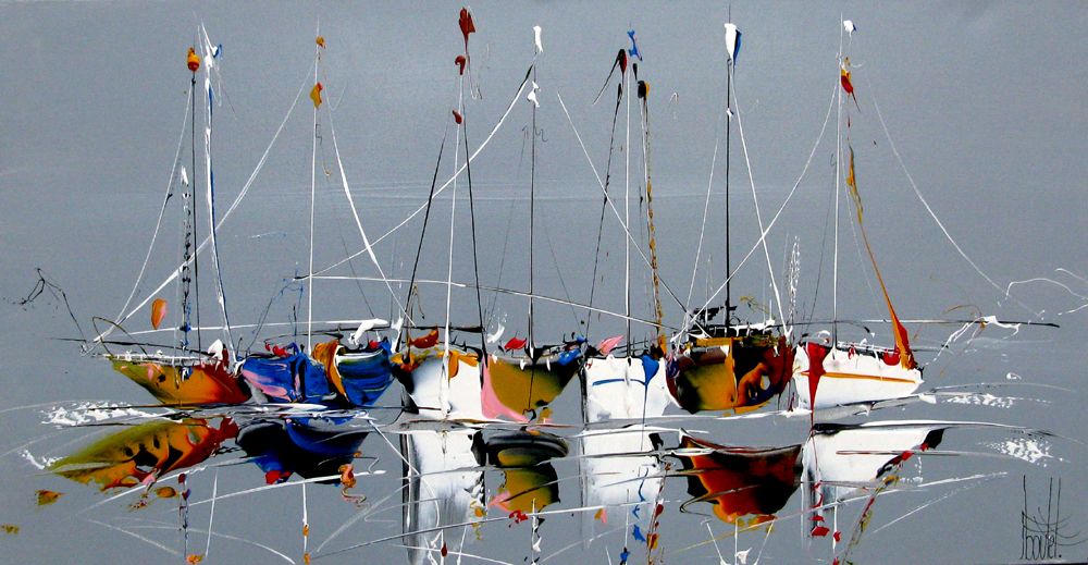 Peinture abstraite moyen format MARINE ABSTRAITE 2024-50 – F. BOUTET – 100 × 50 cm