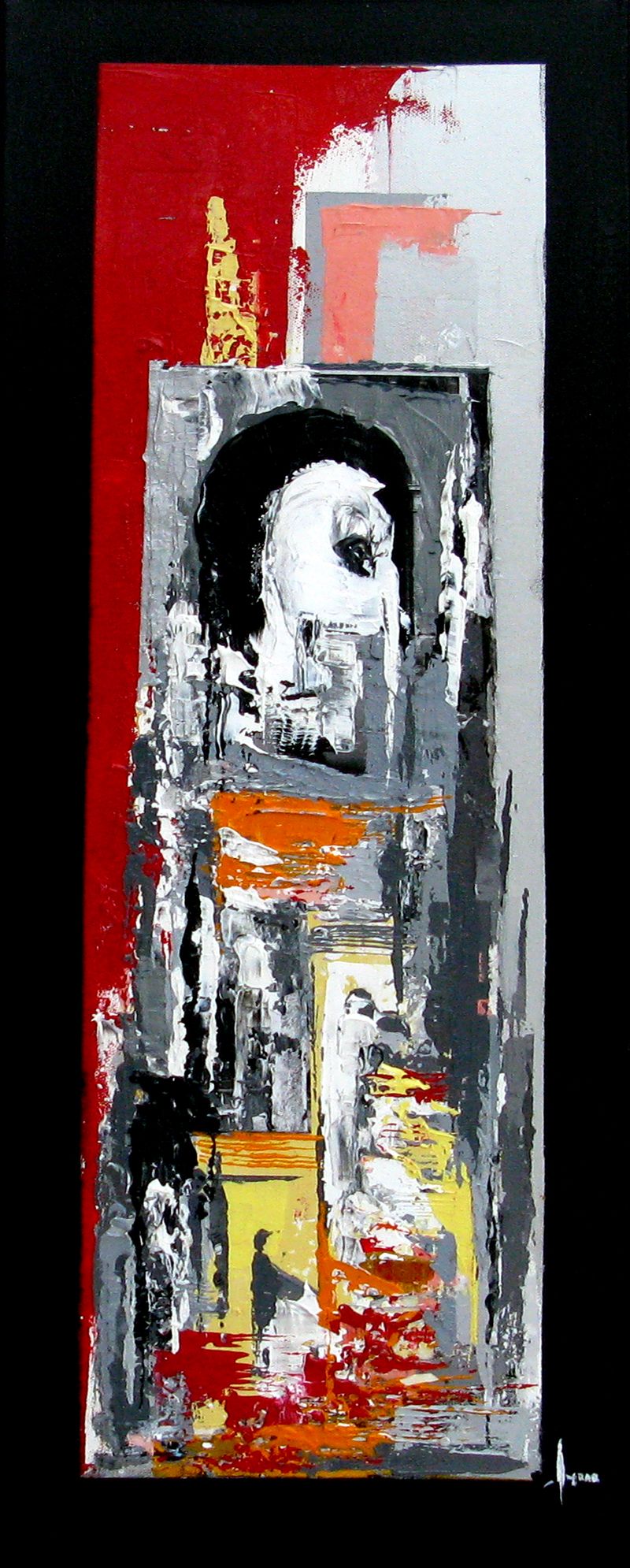 Peinture abstraite moyen format La Contraction – FARID AMRAR – 30 × 90 cm