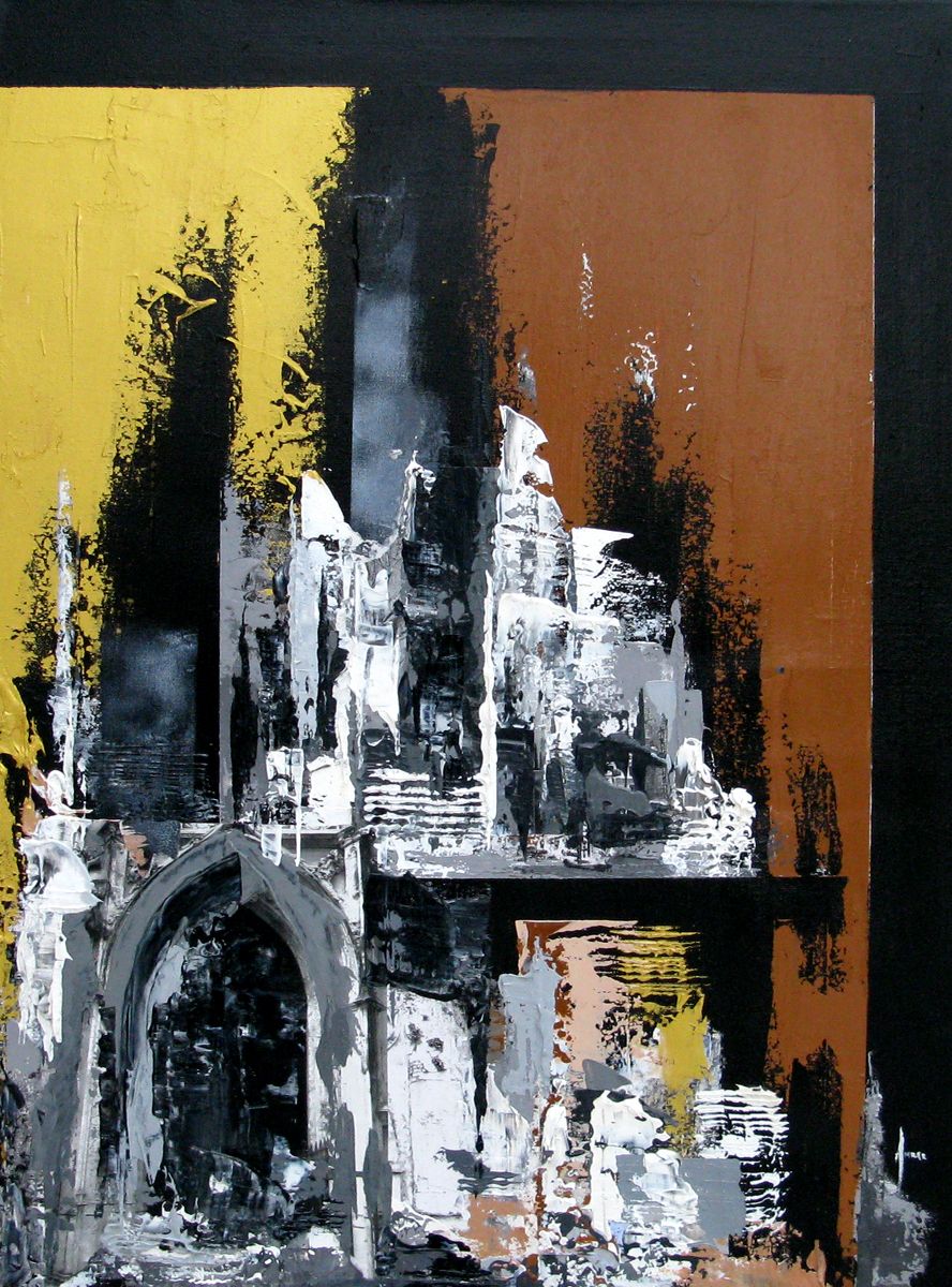 Peinture abstraite moyen format Rupture d'une pierre – FARID AMRAR – 50 × 70 cm