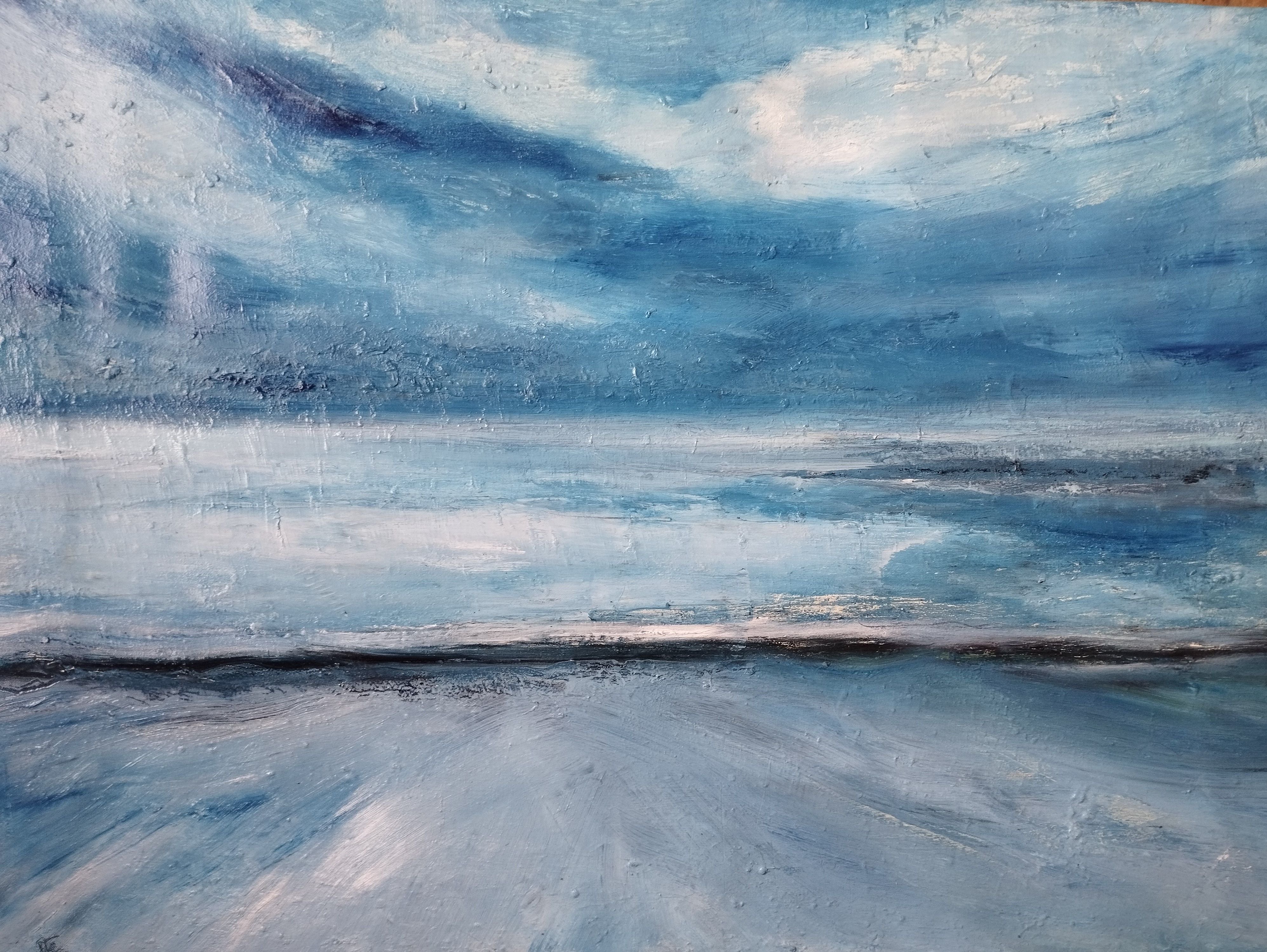 Peinture abstraite moyen format Matin – PASCALE JACQUEMOND – 73 × 54 cm
