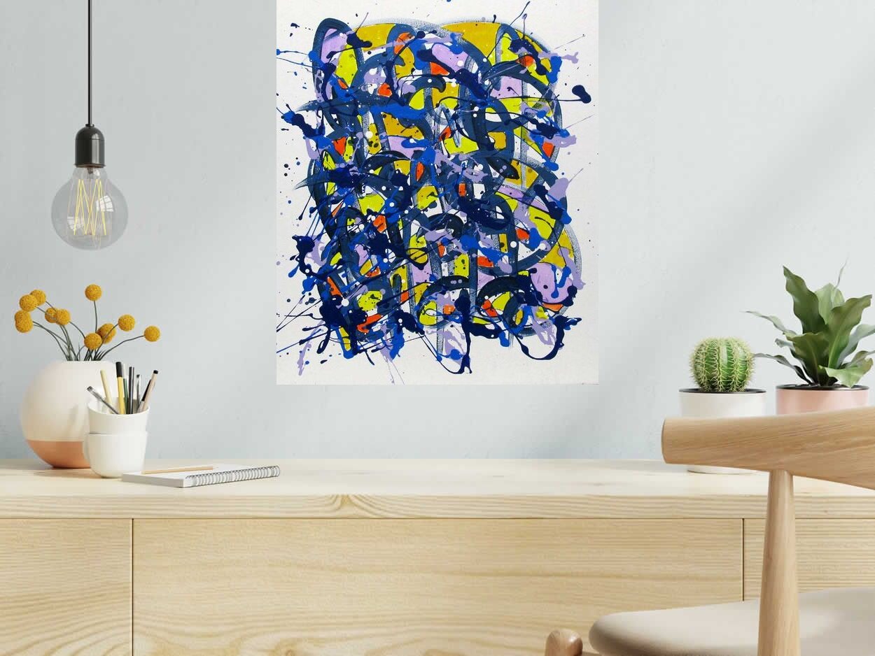 Peinture Noname E19 de STEPHANE RIME dans un intérieur – 46 × 55 cm