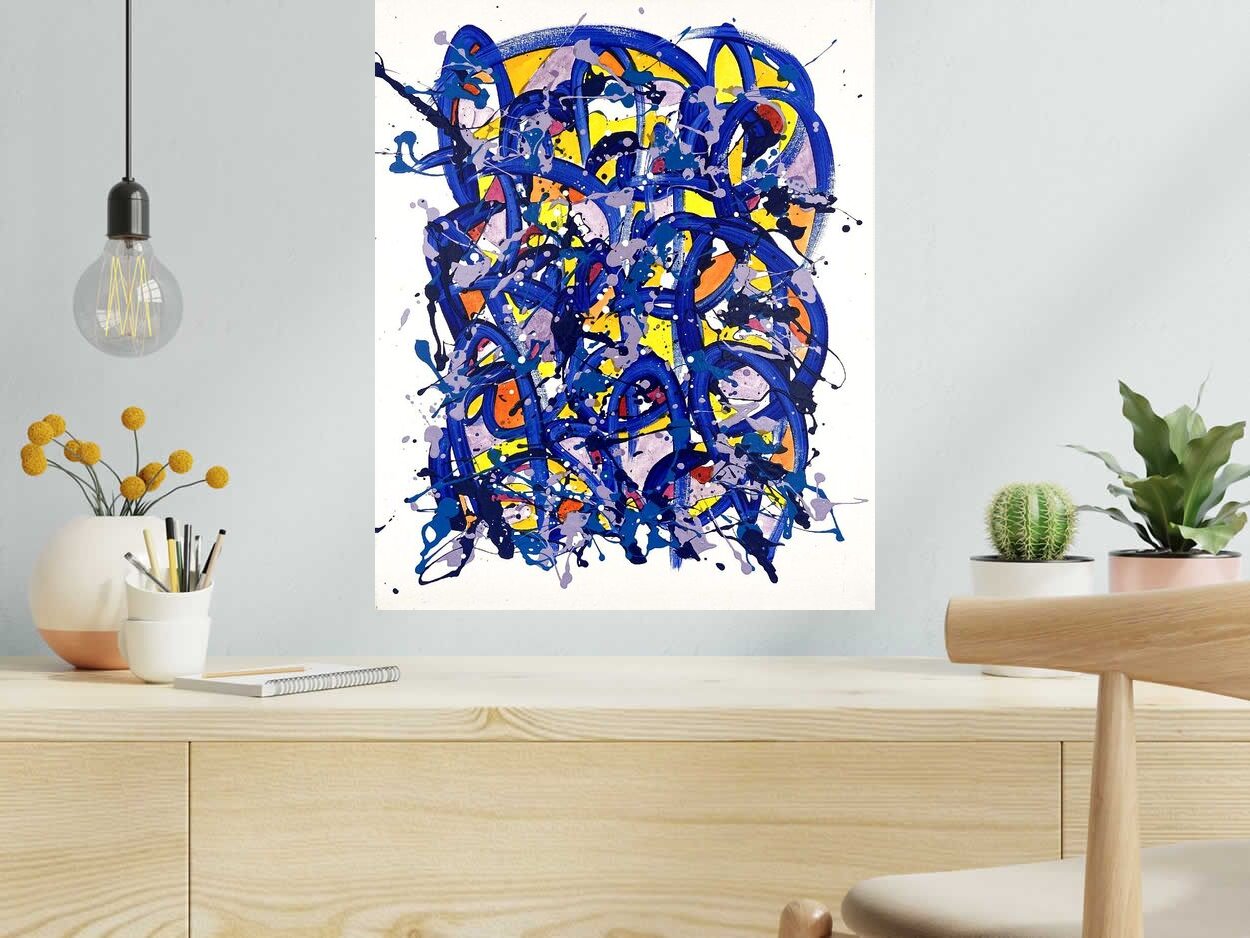 Peinture noname n°E31 de STEPHANE RIME dans un intérieur – 50 × 61 cm