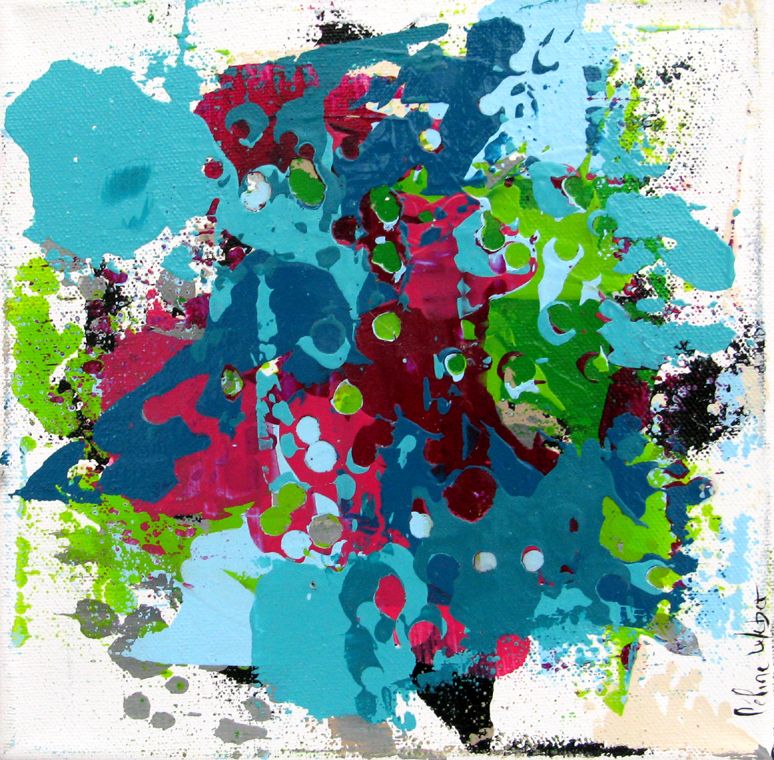 Peinture abstraite petit format STONE 16 – CELINE WEBER – 20 × 20 cm