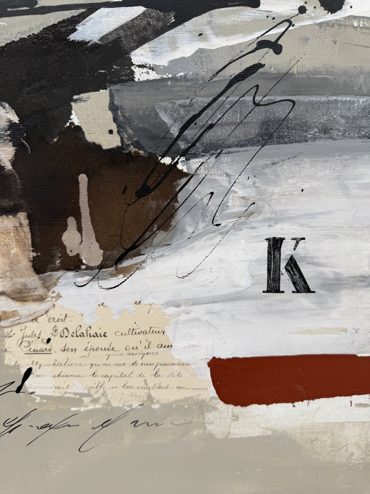 Peinture Sans-titre de MICHELLE BOISSONOT dans un intérieur – 40 × 40 cm