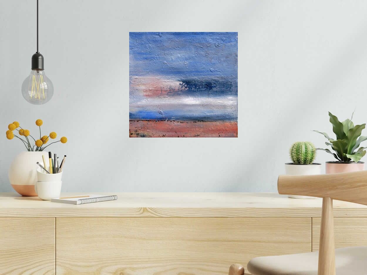 Peinture Brumes de PASCALE JACQUEMOND dans un intérieur – 37 × 36 cm