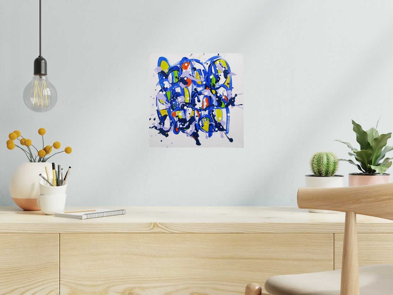 Peinture NO NAME D14 de STEPHANE RIME dans un intérieur – 30 × 30 cm