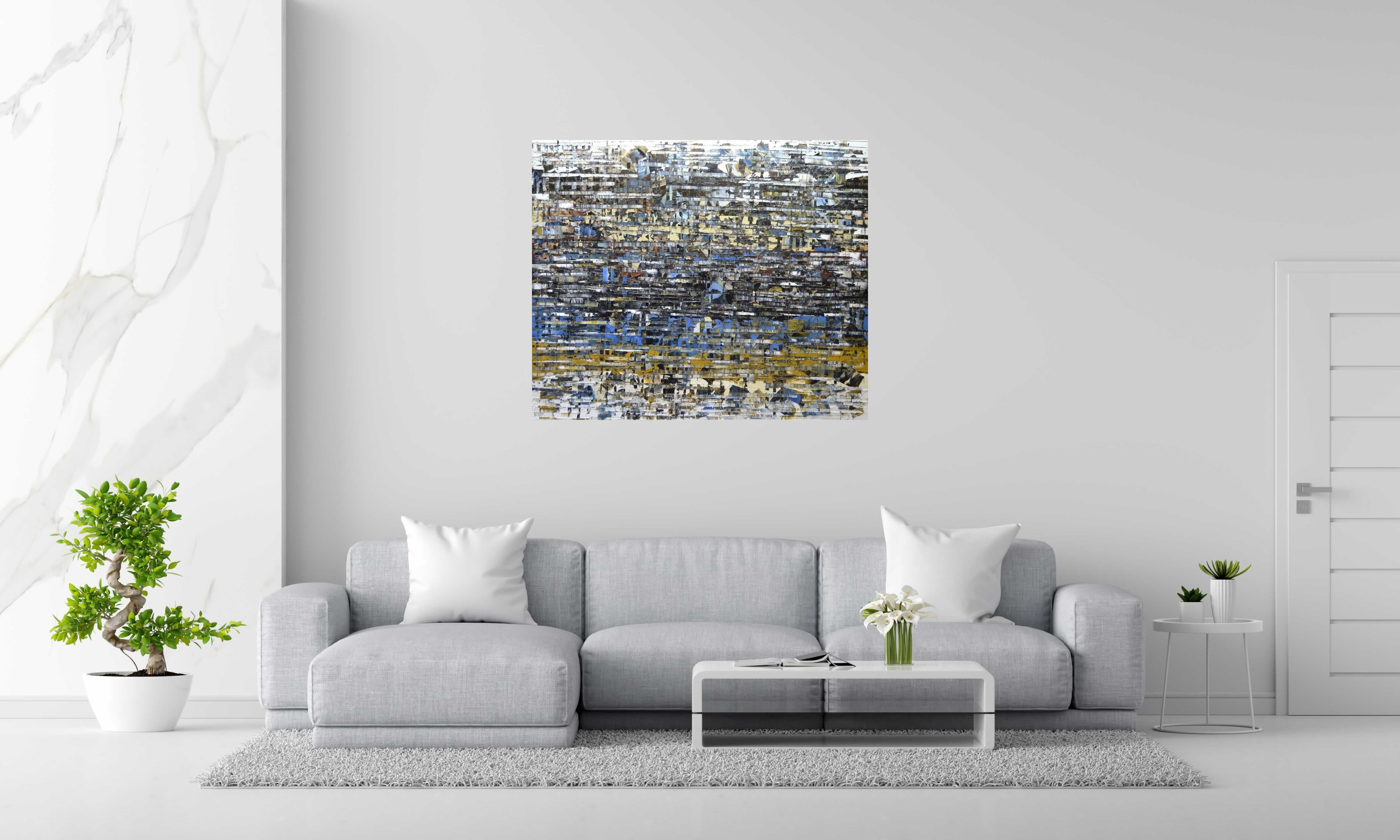 Peinture Peinture abstraite 01-2025-2 de ALAIN BECANNE dans un intérieur – 120 × 100 cm