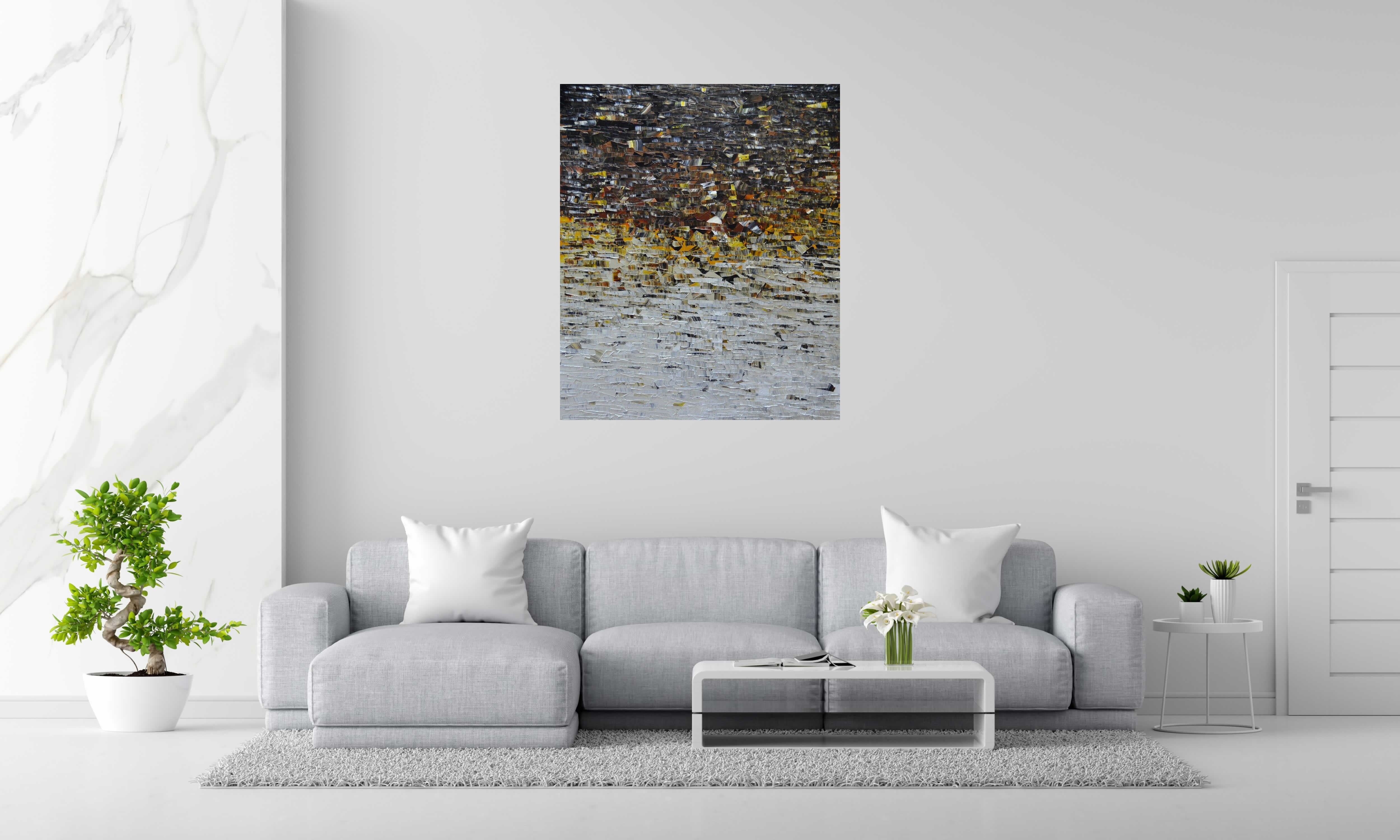 Peinture Peinture abstraite 04-2024-22 de ALAIN BECANNE dans un intérieur – 80 × 100 cm