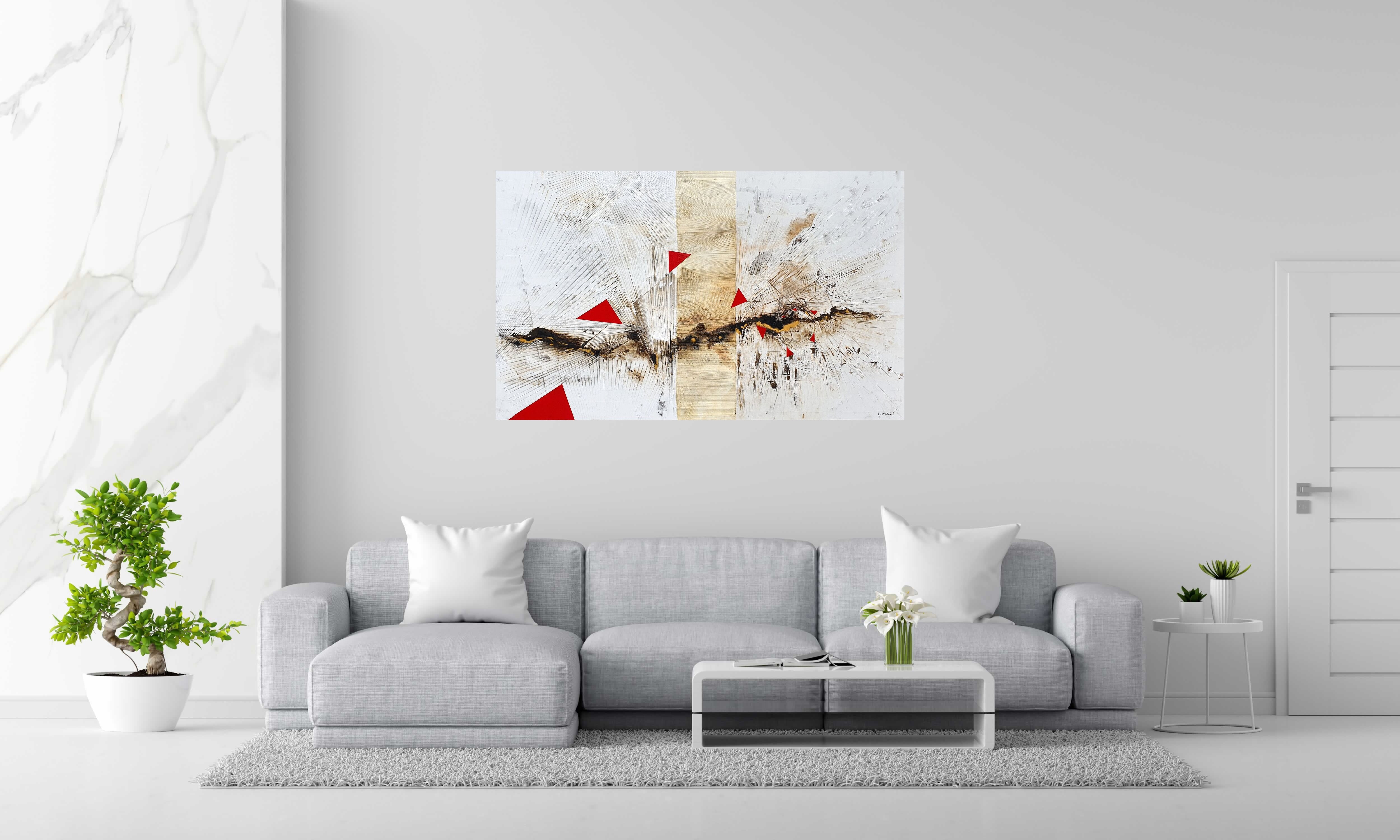 Peinture TWISTER de LUDOVIC MERCHER dans un intérieur – 146 × 89 cm