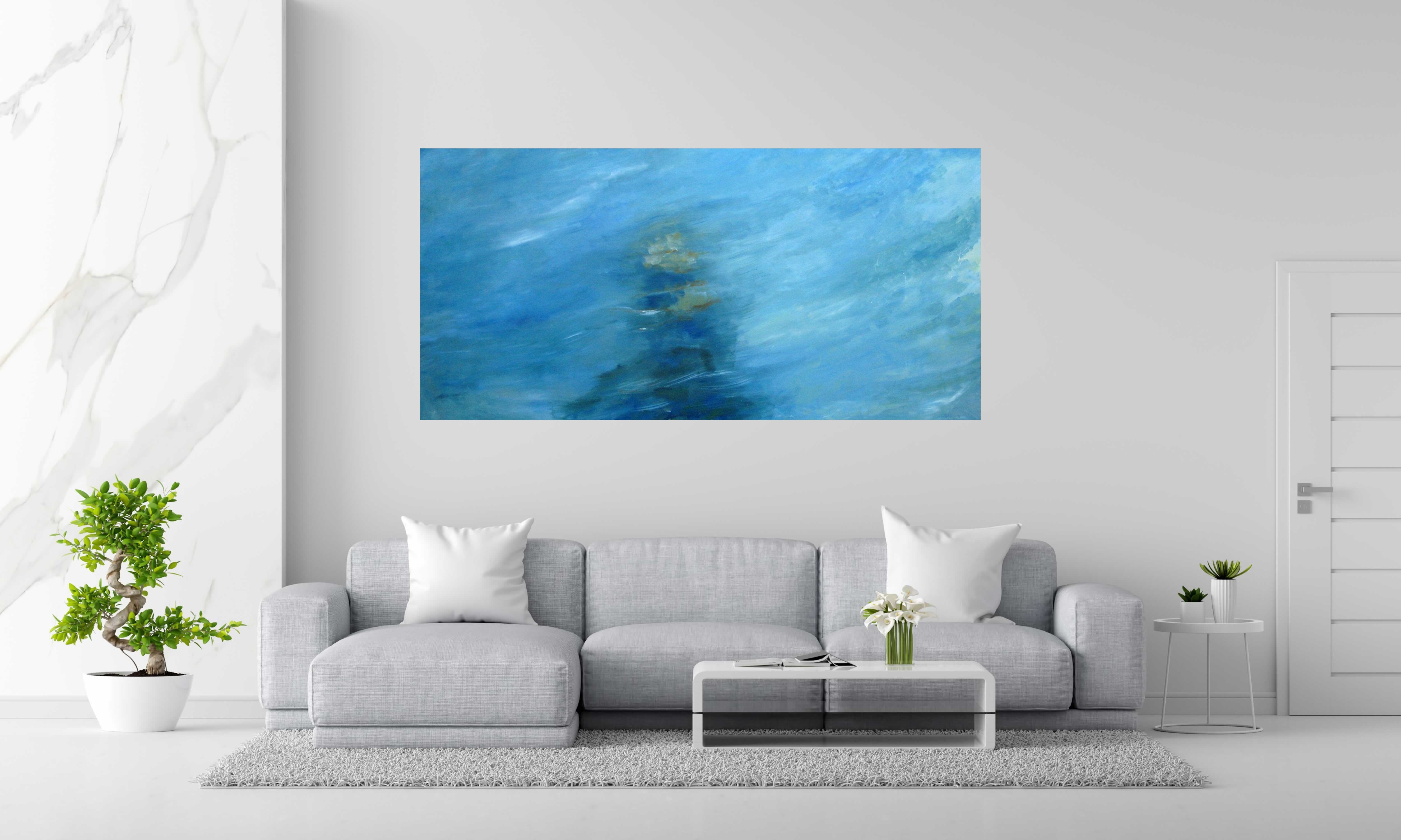 Peinture Transparence de PASCALE JACQUEMOND dans un intérieur – 200 × 97 cm