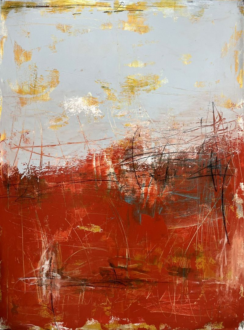 Peinture abstraite très grand format Sans-titre Rouge – TANIA CARRARA – 97 × 130 cm