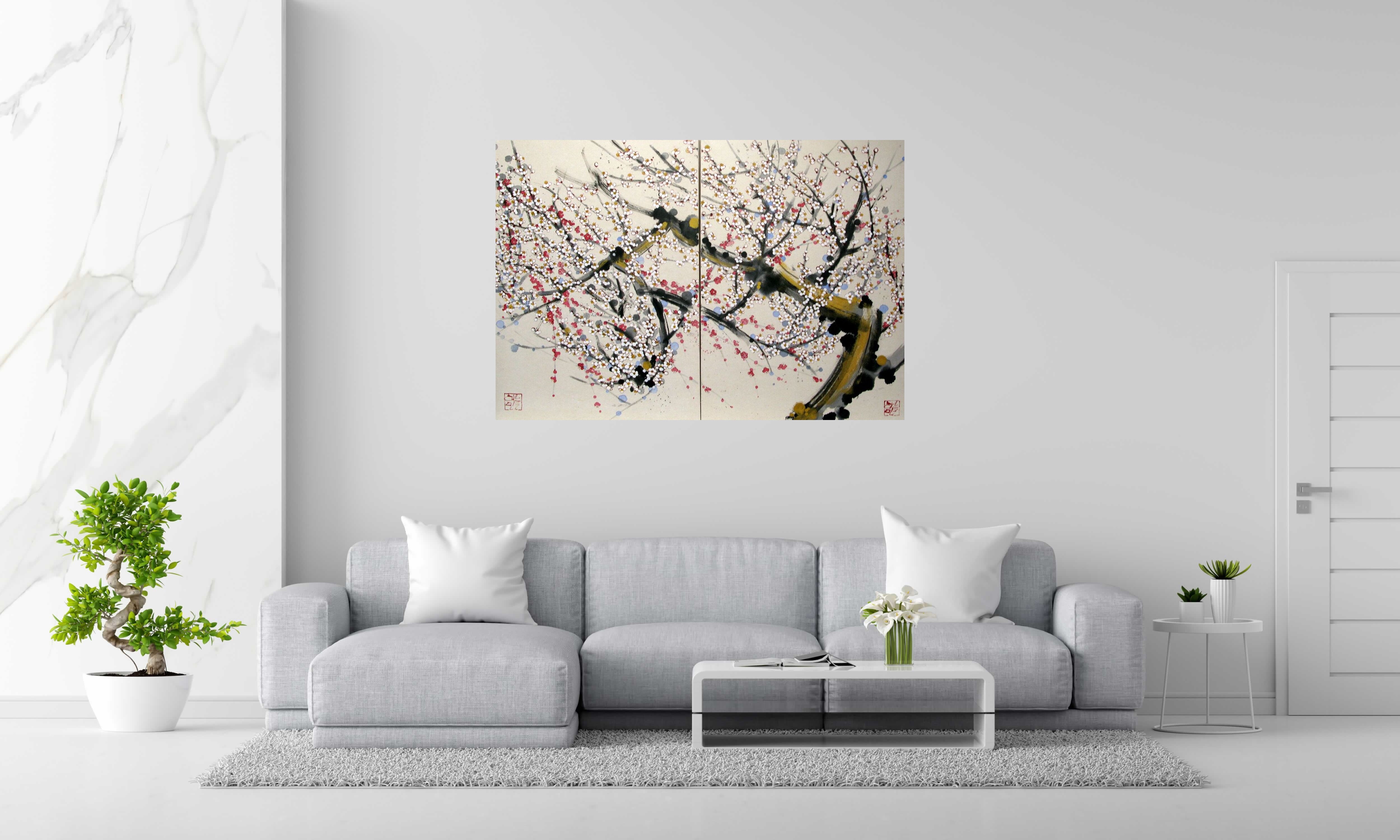 Peinture DYPTIQUE -  Félicité de JEONG MIN LEE dans un intérieur – 146 × 100 cm