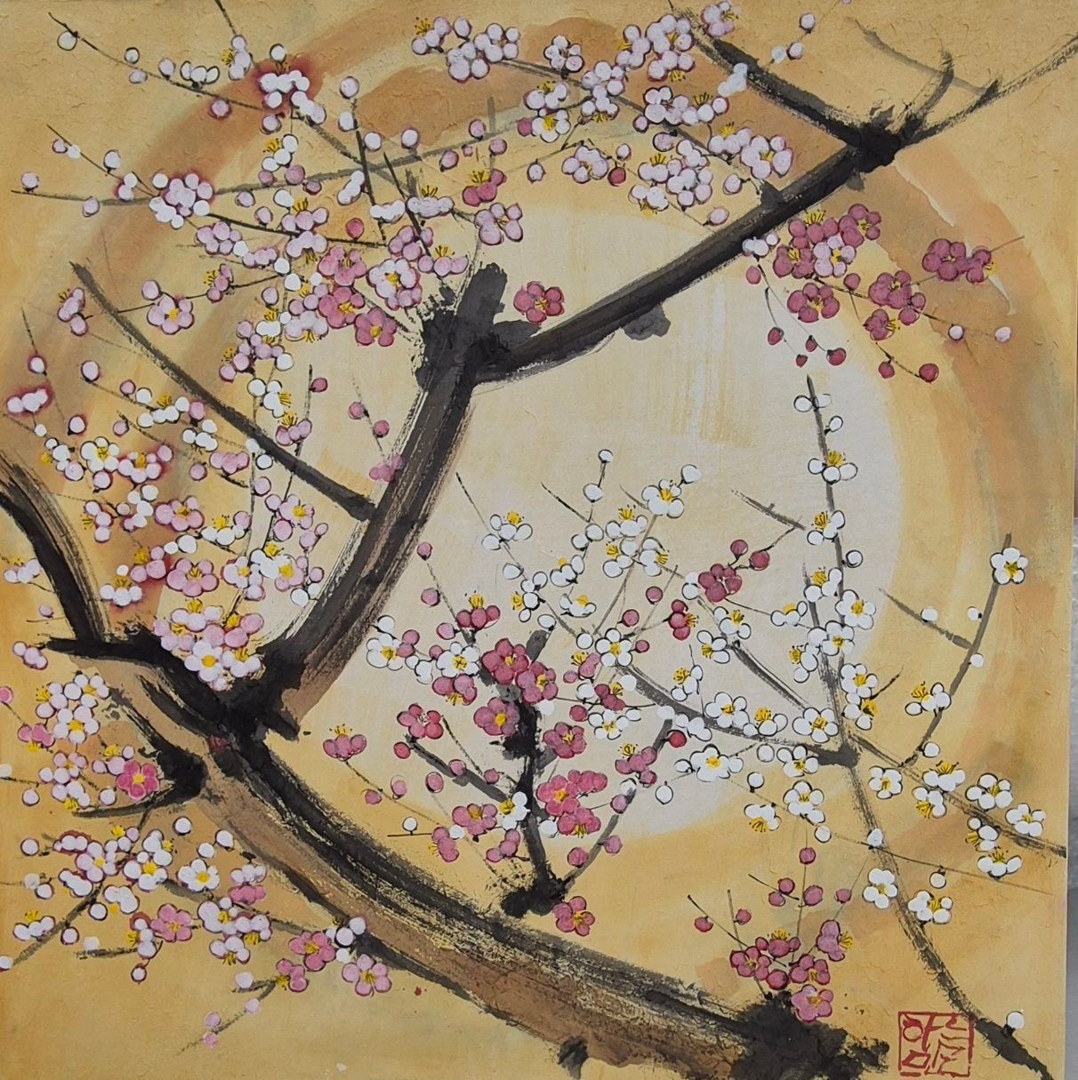 Peinture figurative format xxl Lunaire – JEONG MIN LEE – 80 × 80 cm