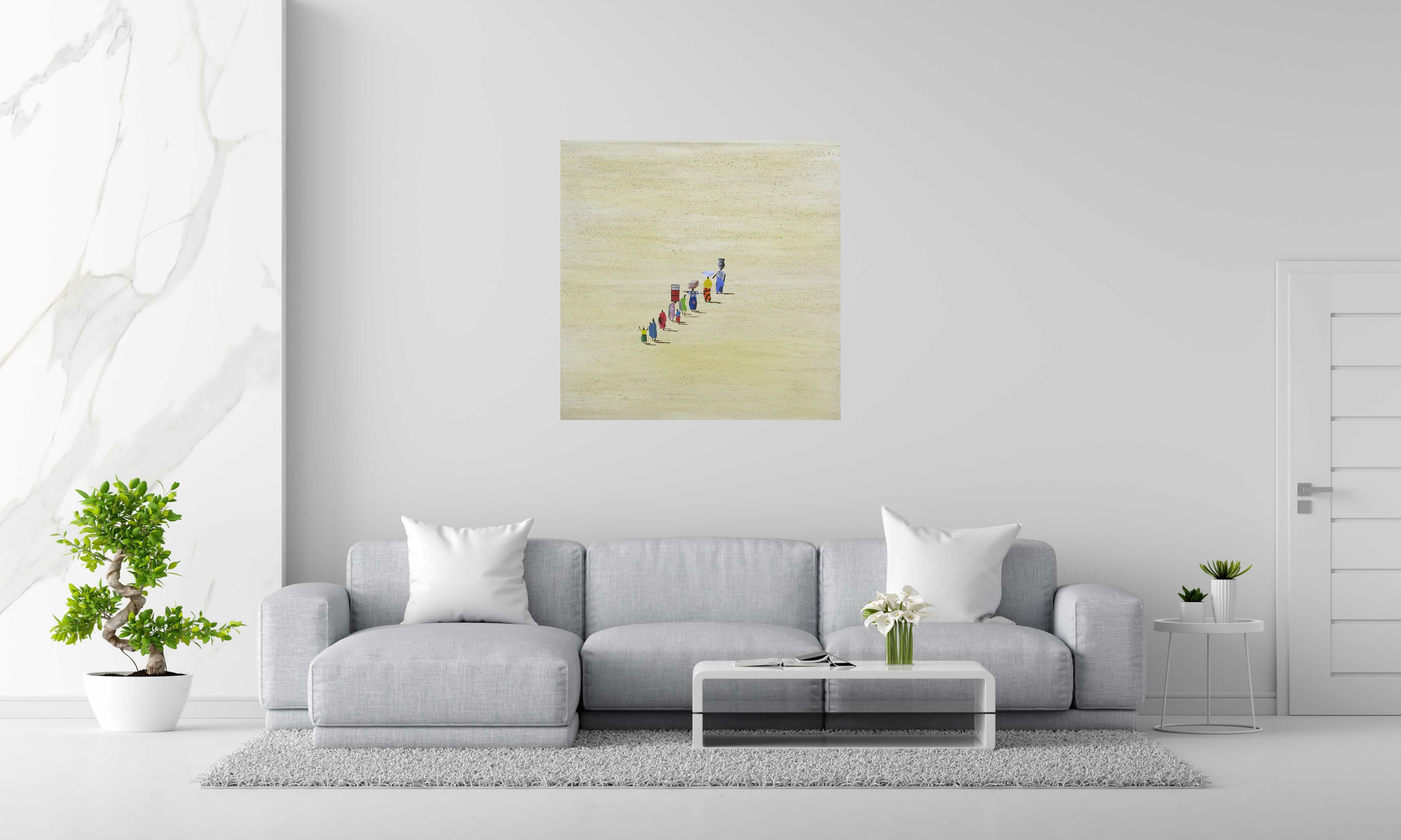 Peinture L'Afrique de MARCOS ZRIHEN NOWOTNY dans un intérieur – 100 × 100 cm