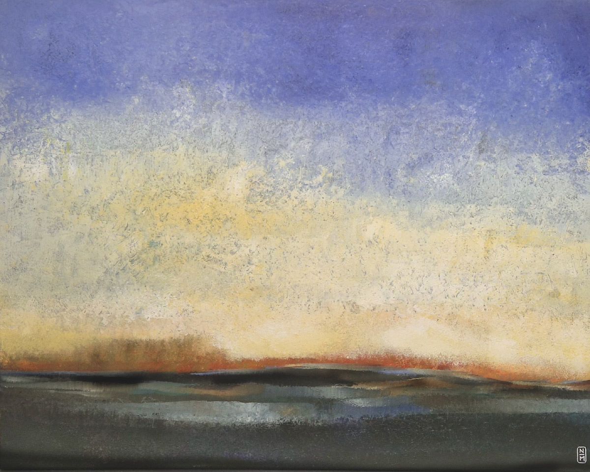 Peinture figurative format xxl La plaine 2 – N MAFFRE – 100 × 81 cm