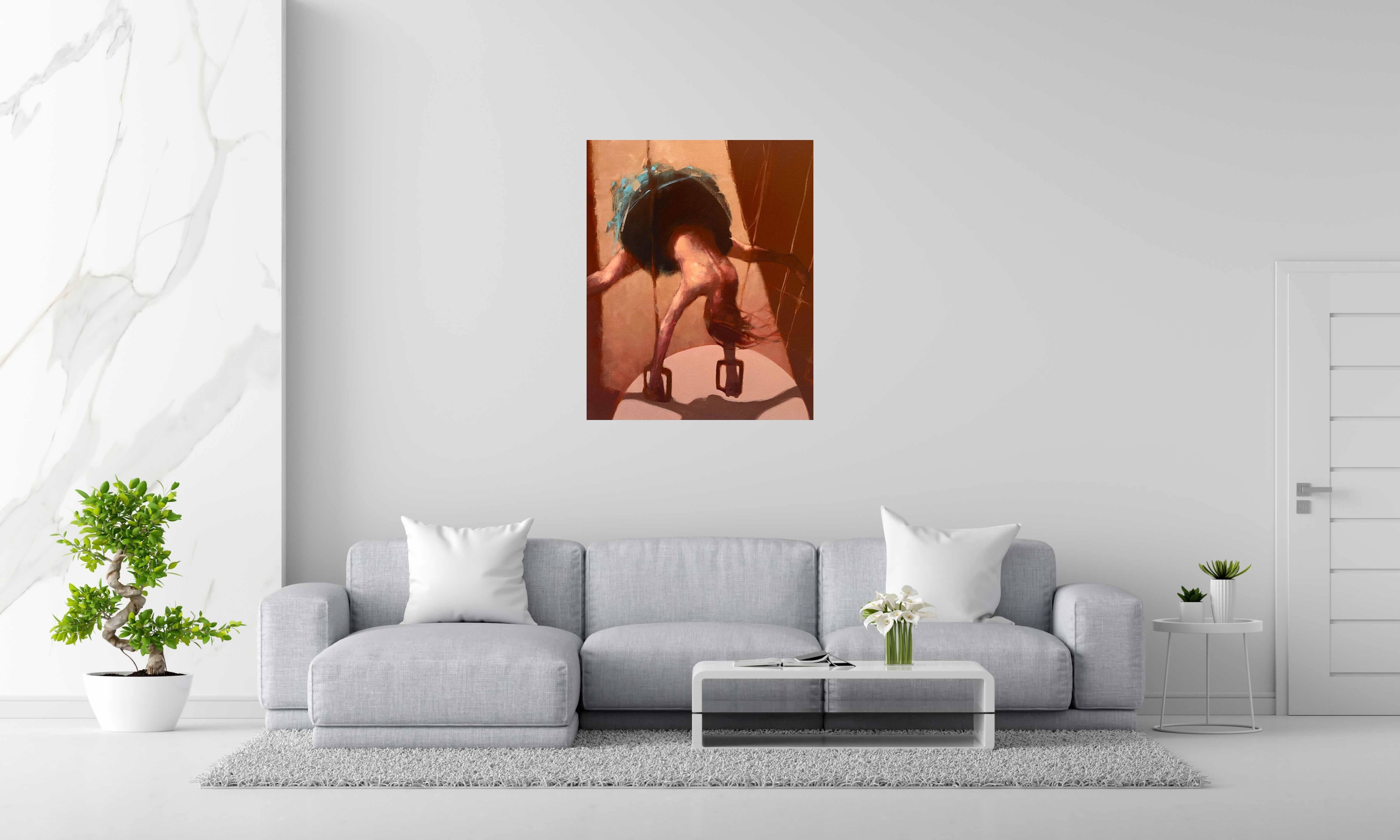 Peinture Followspot de OLIVIER MASSEBEUF dans un intérieur – 81 × 100 cm