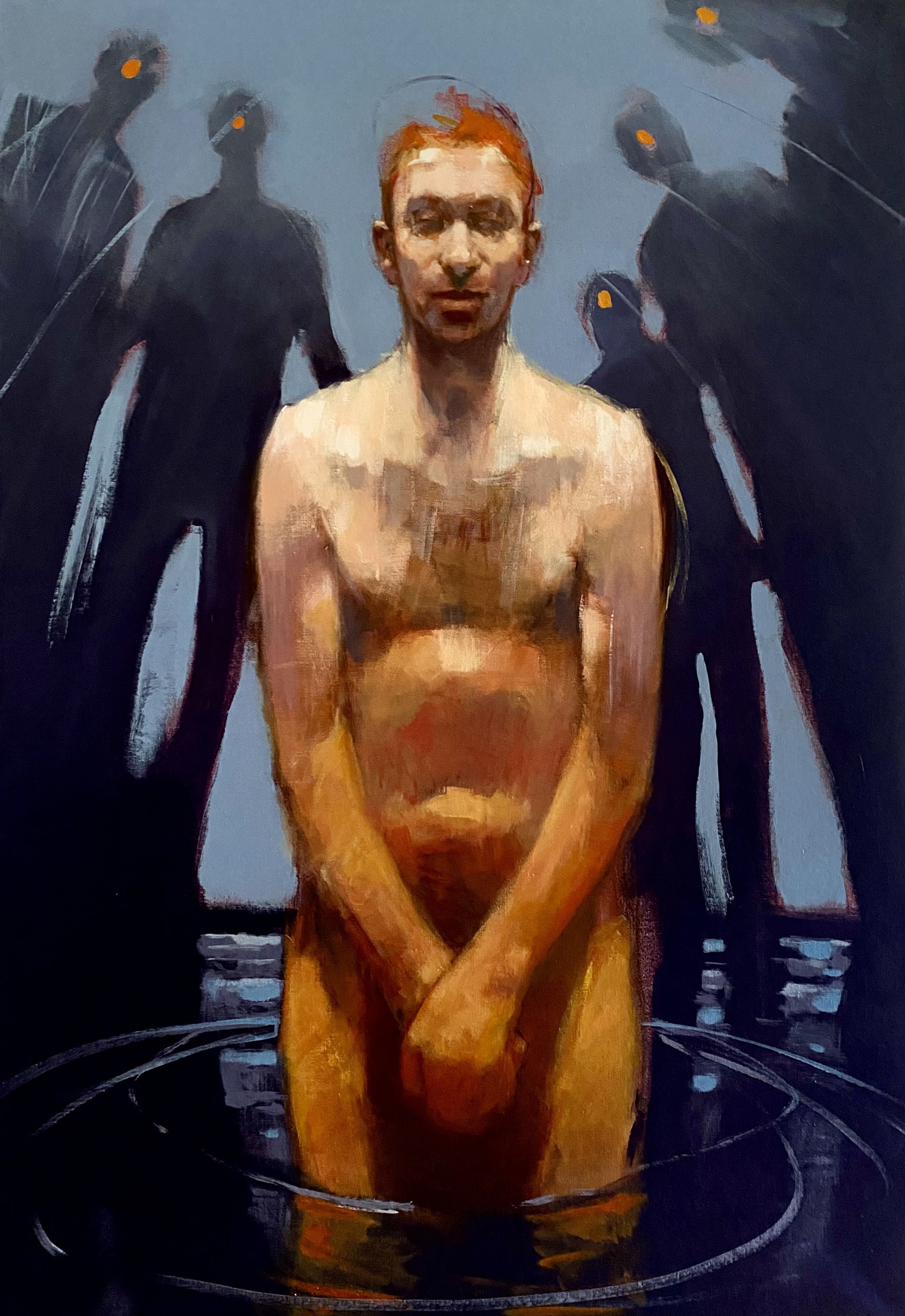 Peinture figurative format xxl Nobody blinded me – OLIVIER MASSEBEUF – 89 × 130 cm
