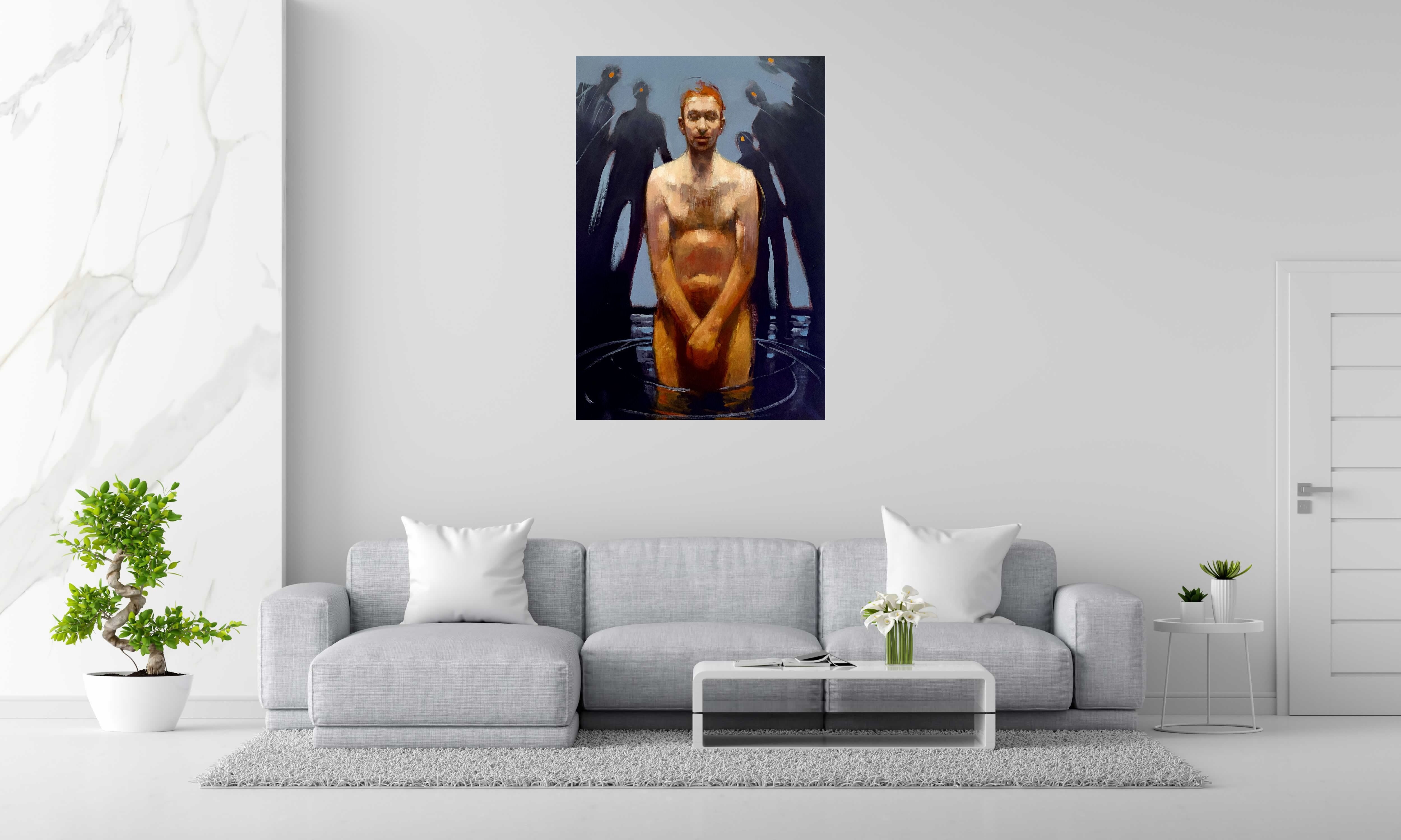 Peinture Nobody blinded me de OLIVIER MASSEBEUF dans un intérieur – 89 × 130 cm