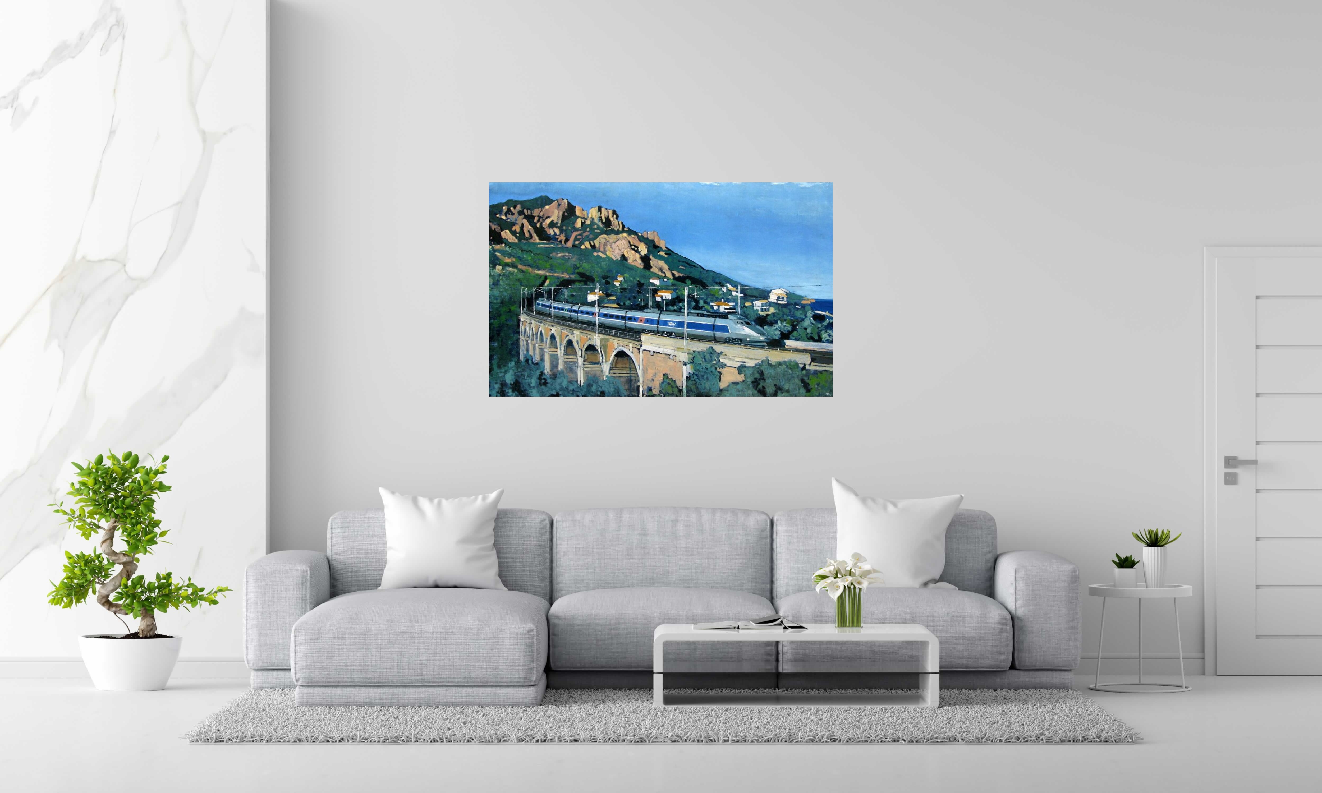 Peinture VACANCES À ST RAPHAEL de ADRIEN FAVEAU dans un intérieur – 81 × 130 cm