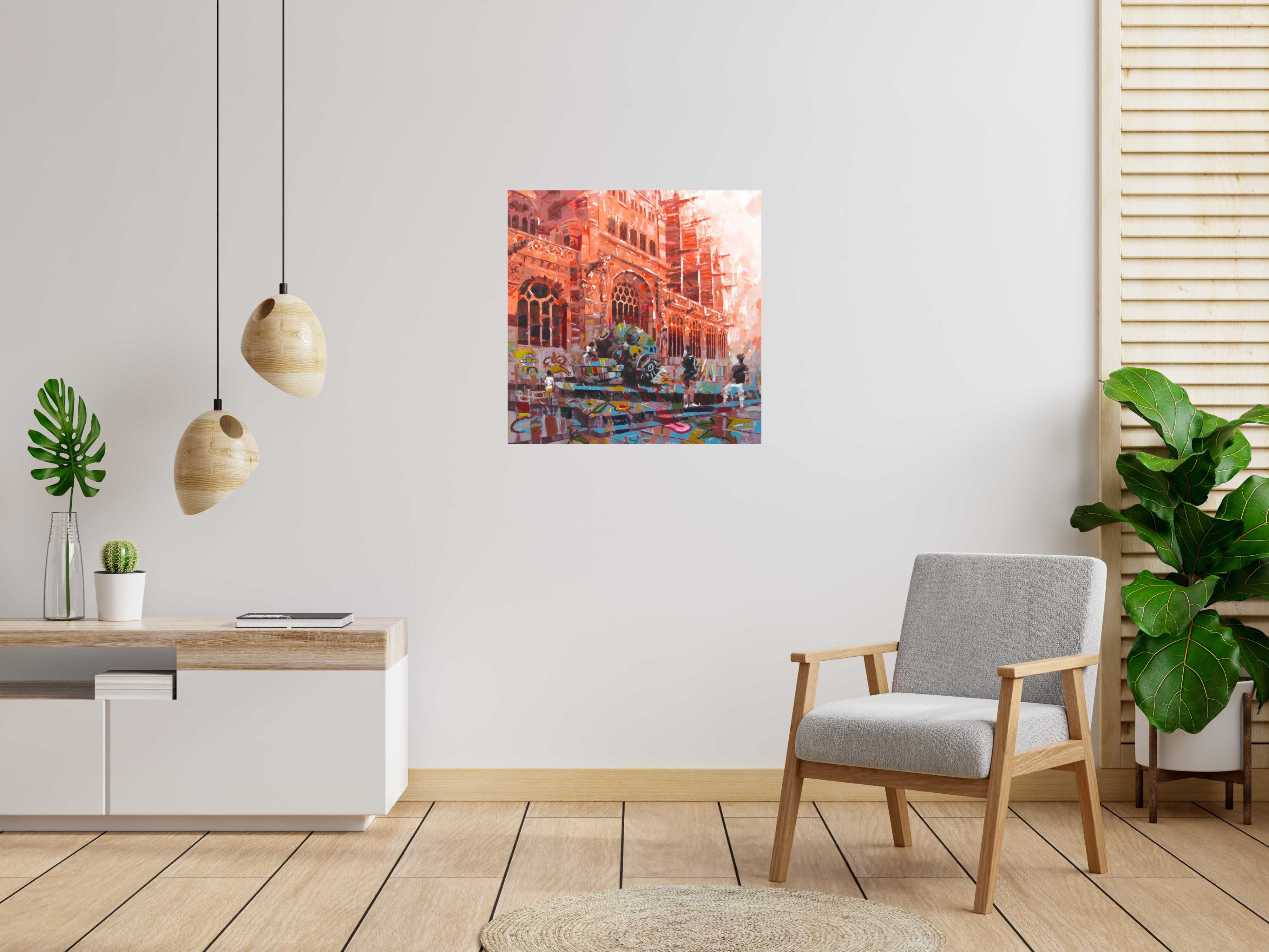 Peinture Regard de St Eustache de HEATON RUDYARD dans un intérieur – 80 × 80 cm