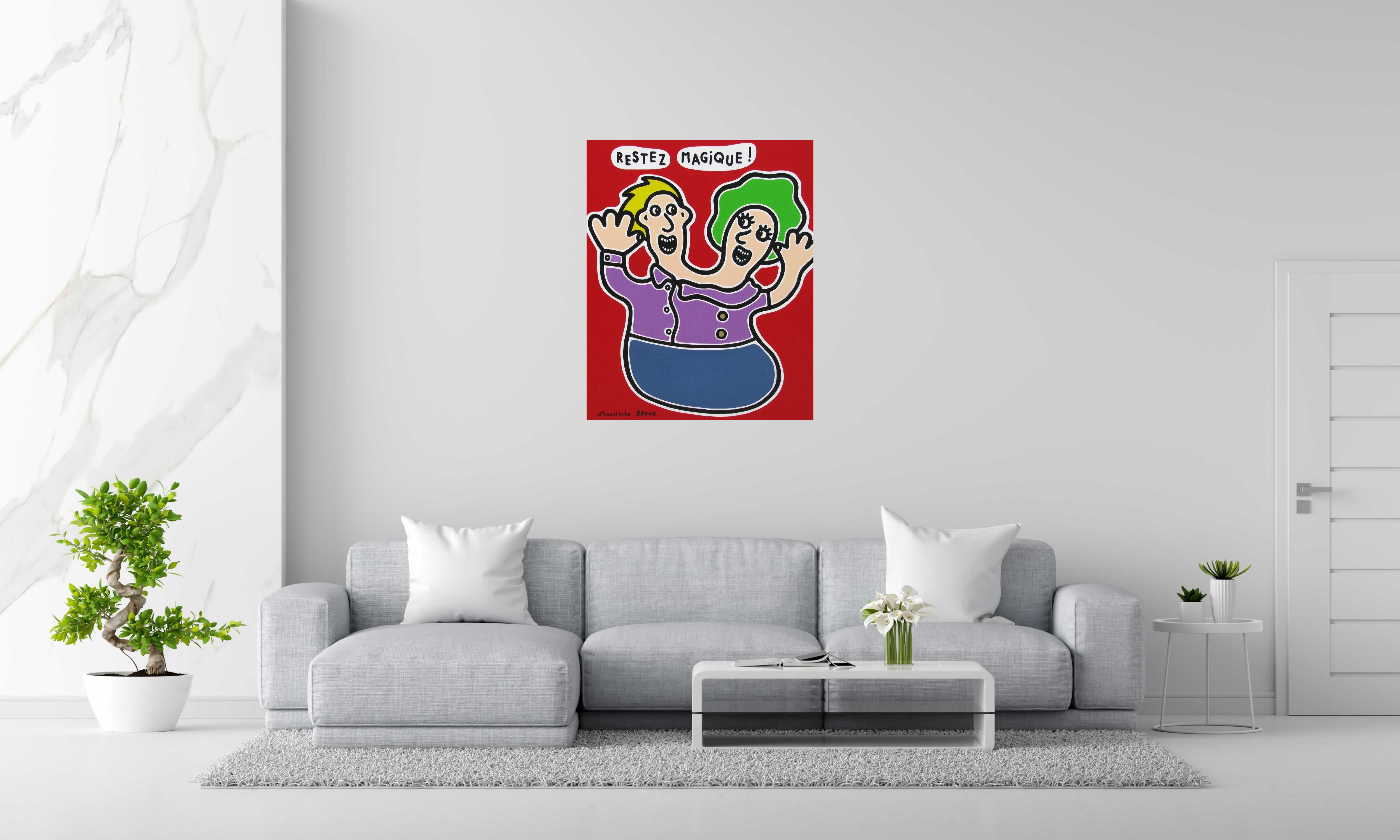 Peinture Restez magique de MOUSTACHE BLEUE dans un intérieur – 81 × 100 cm